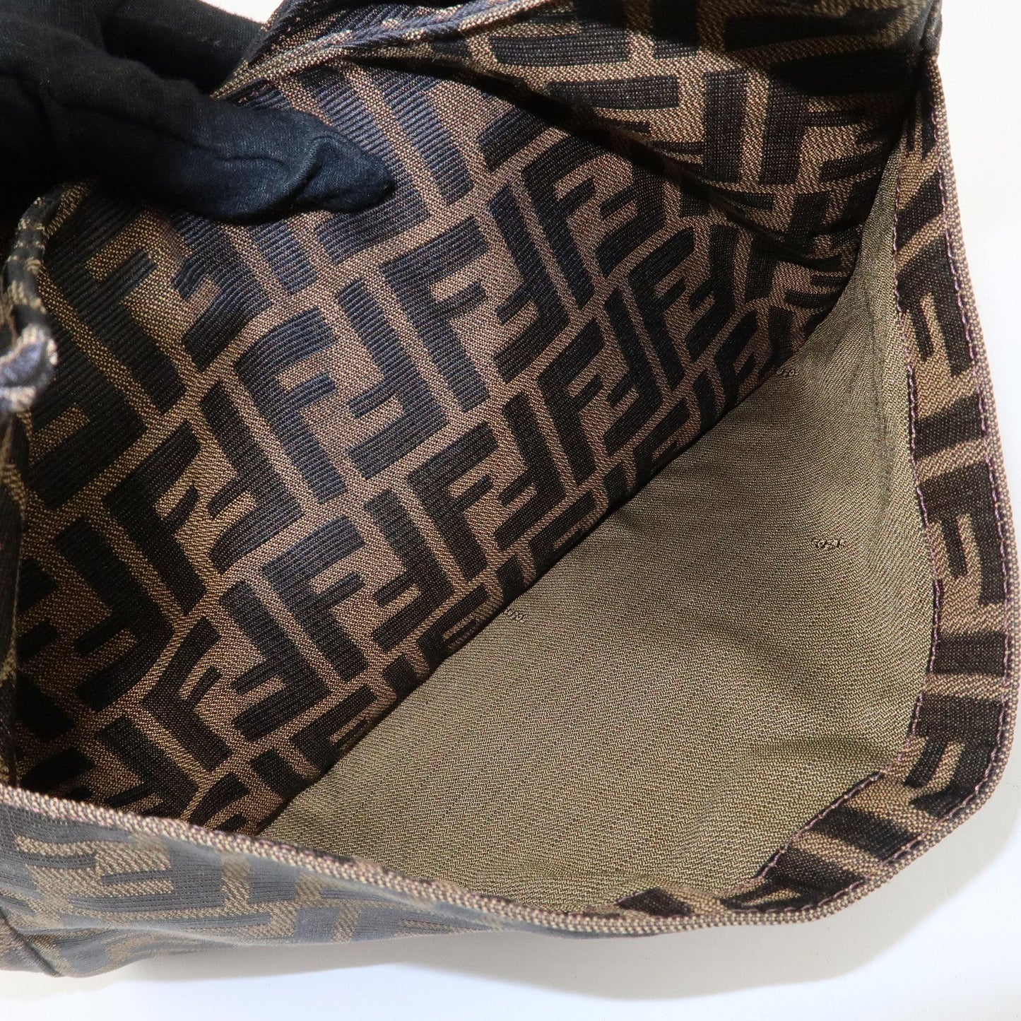 FENDI Zucca Canvas Leather Shoulder Bag Brown Black 26569  d