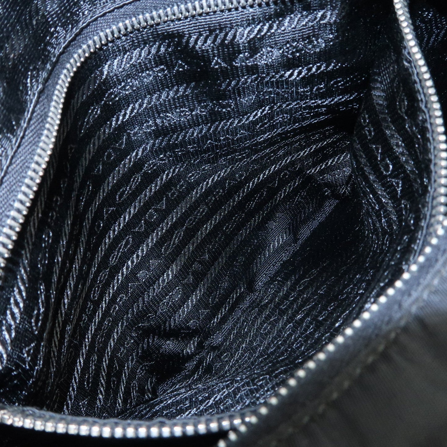 PRADA Nylon Leather Embroidery Shoulder Bag Hand Bag Black  d