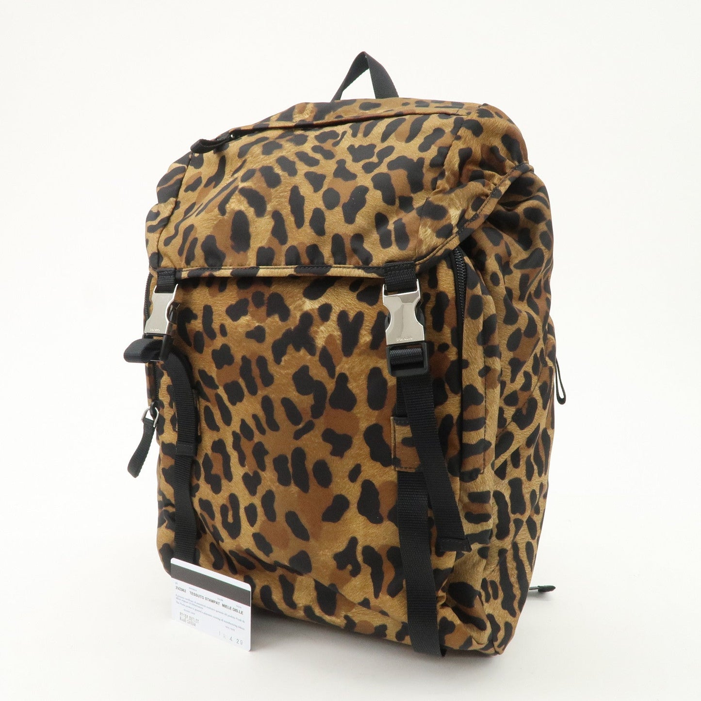 PRADA Nylon Leopard Print Back Pack Brown Black 2VZ062  d