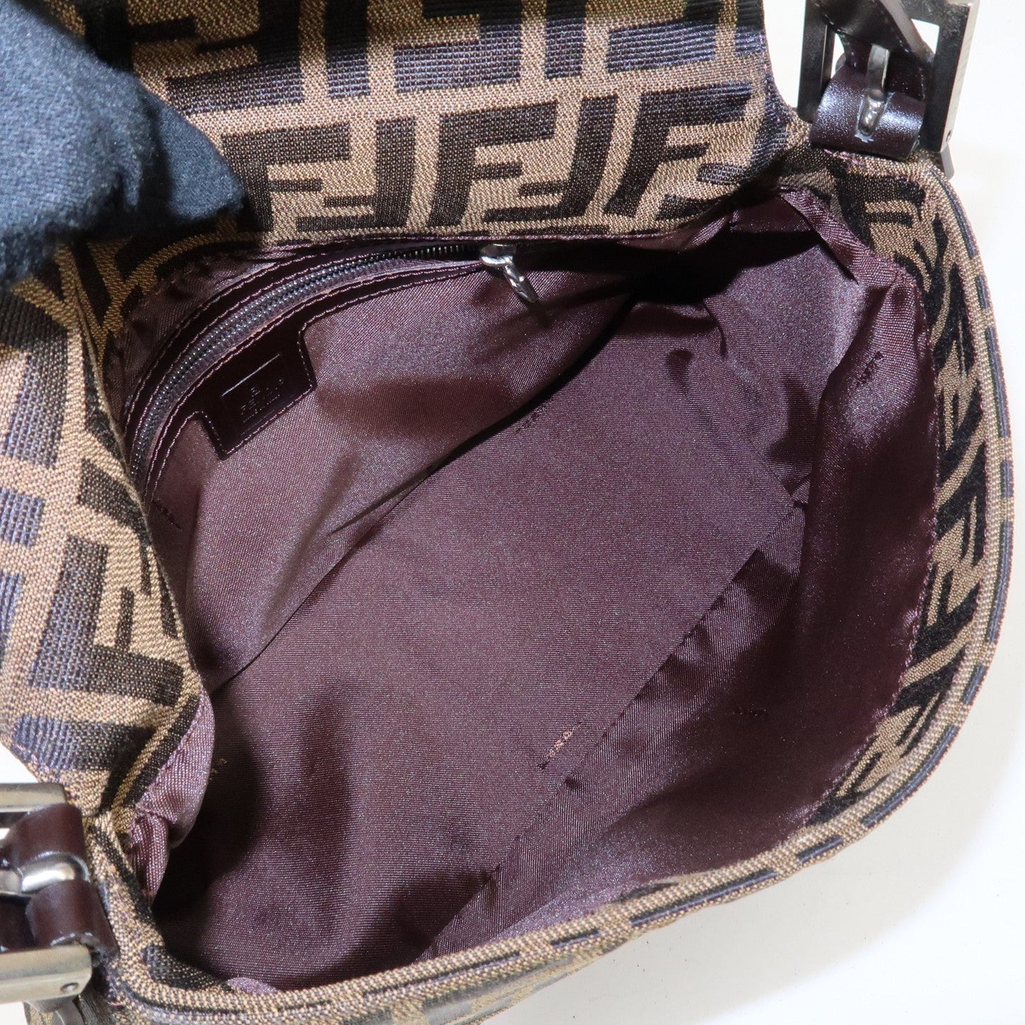 FENDI Mamma Baguette Zucca Canvas Leather Shoulder Bag 26325  d