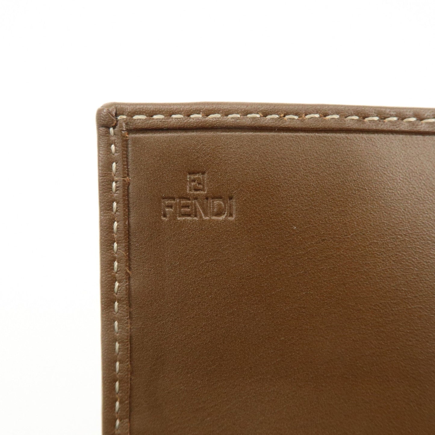 FENDI Zucchino Canvas Leather Long Wallet Brown 8M0000  d