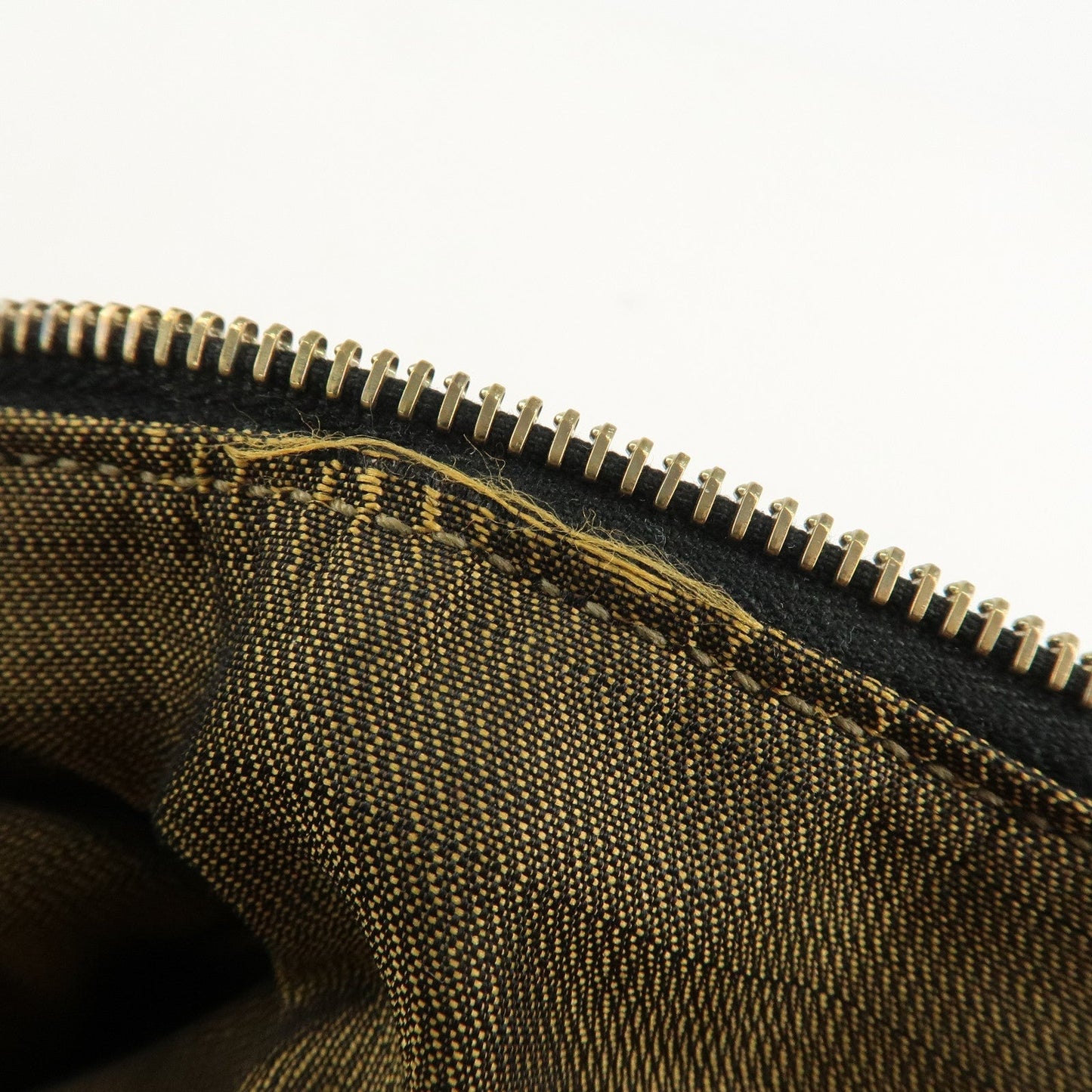 FENDI Zucca Canvas Leather Boston Bag Hand Bag Brown Black  d
