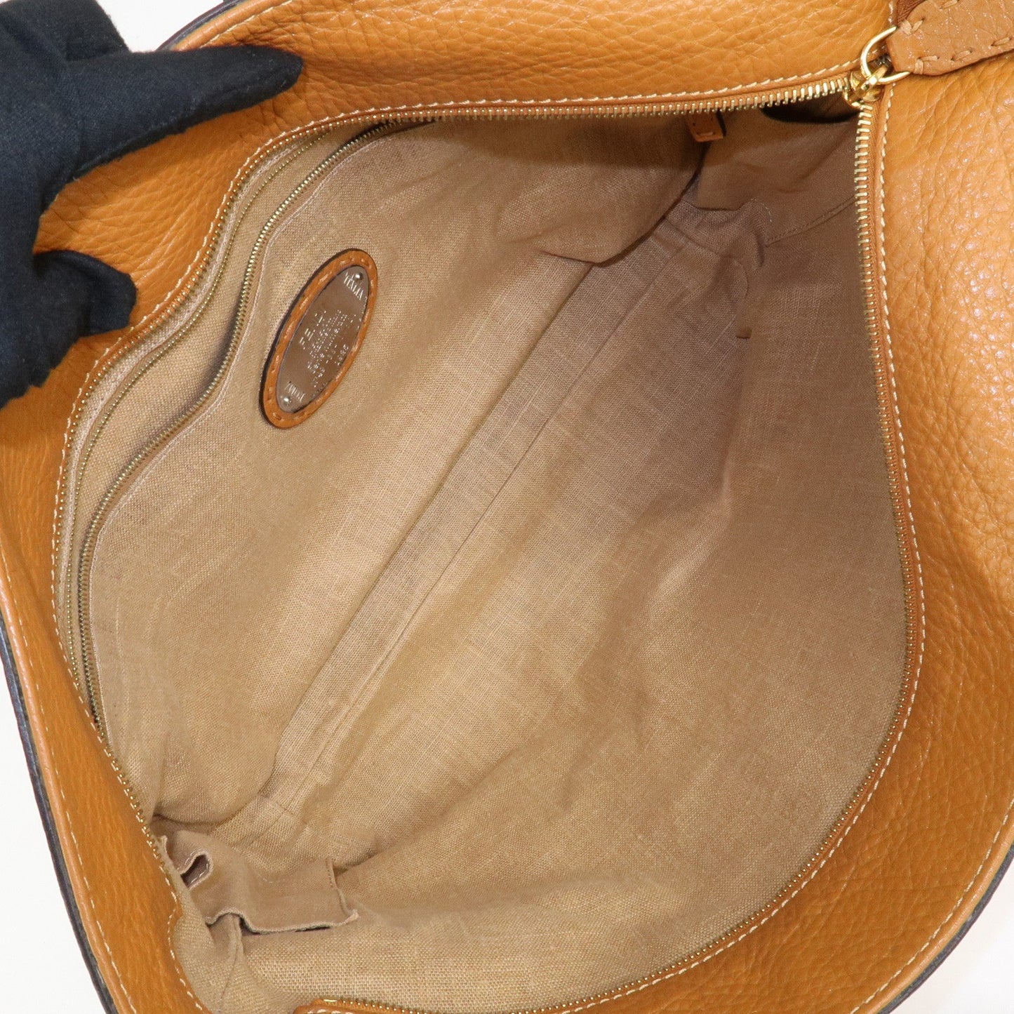 FENDI Selleria Leather Tote Bag Shoulder Bag Brown 8BH185  d