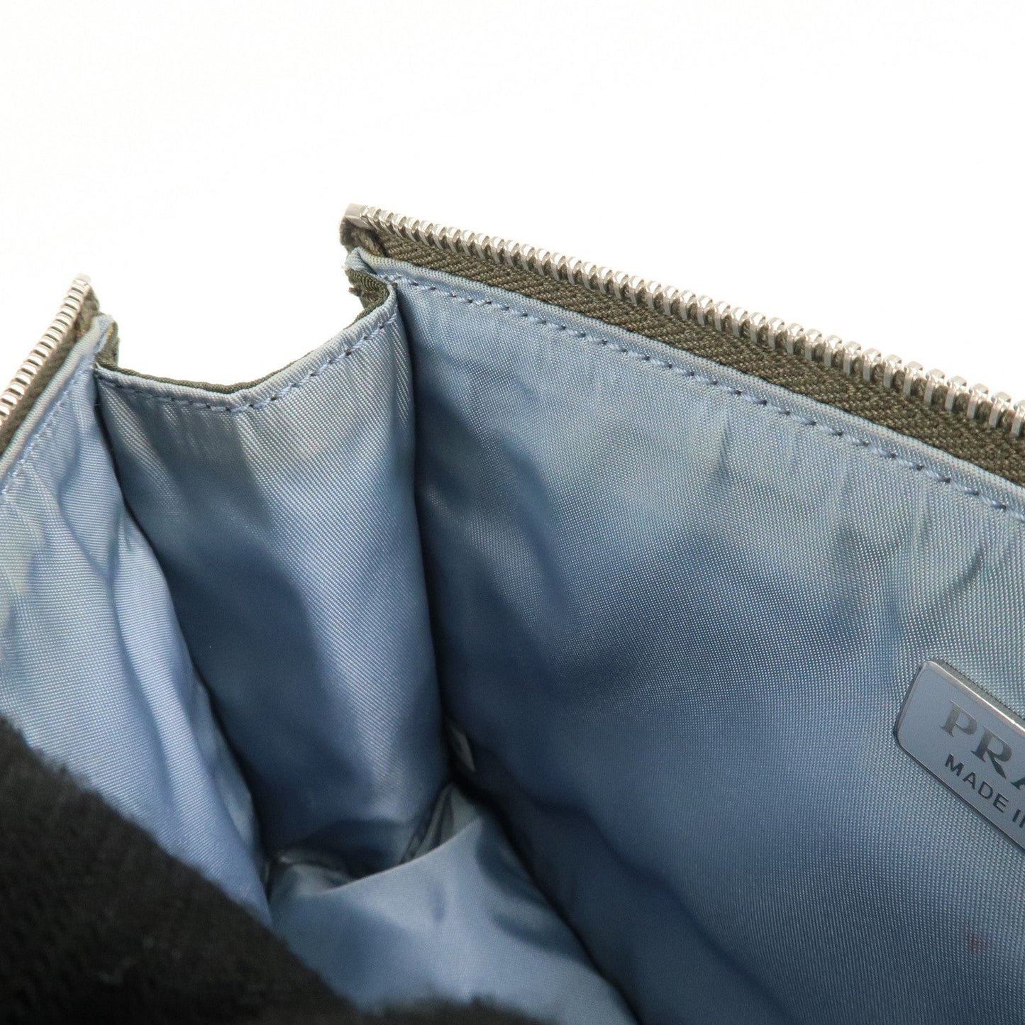 PRADA Tessuto Travel Pouch Studs Military Silver HDW  d