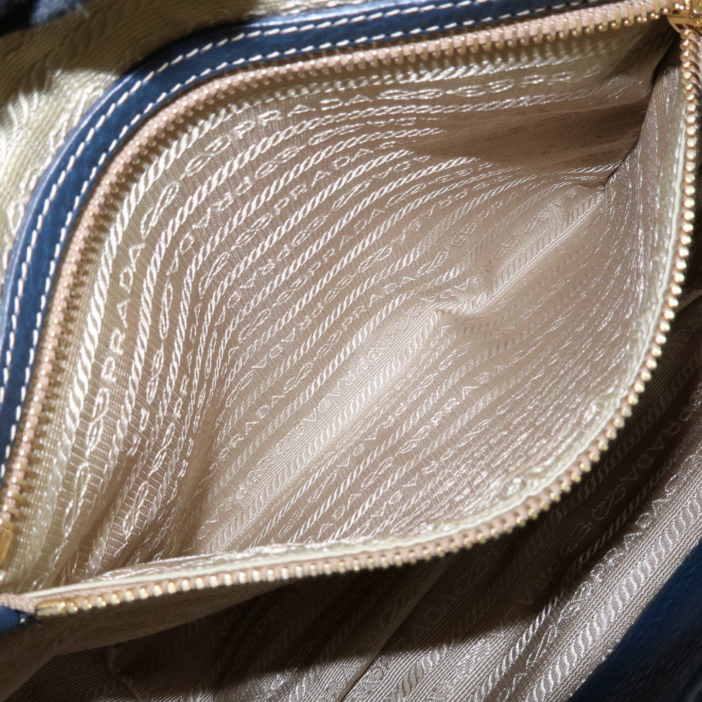 PRADA Soft Calf Leather Shoulder Bag Hand Bag Blue BR4690  d