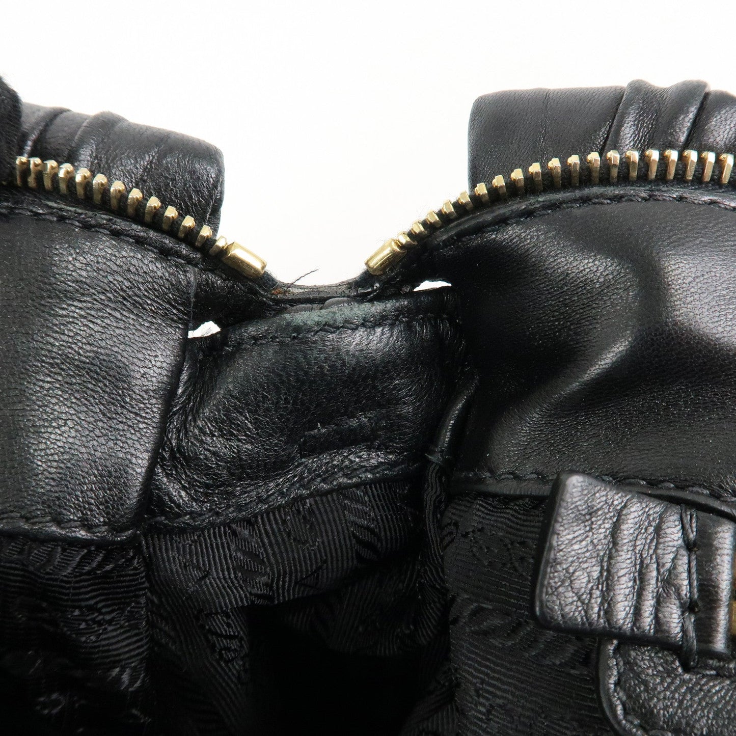 PRADA Leather 2way Bag Hand bag Black Gold Hardware  d