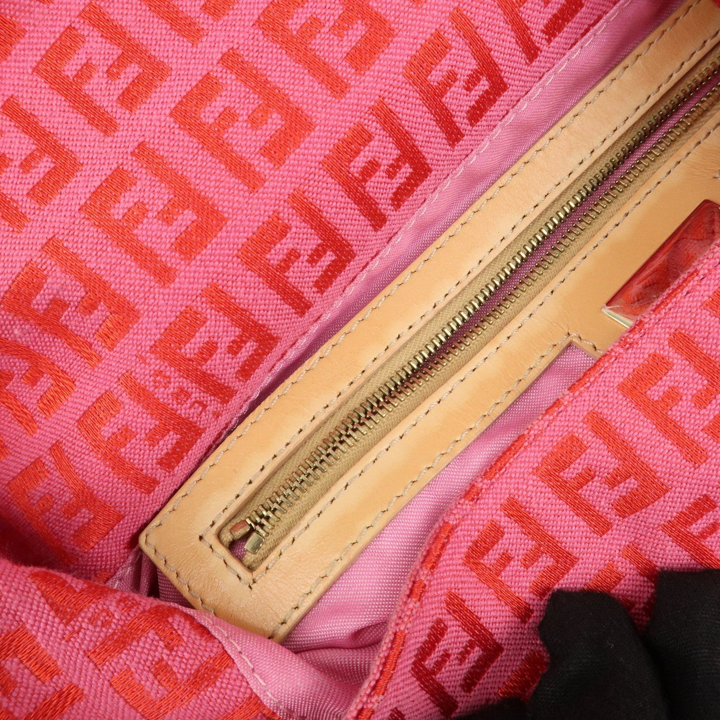 FENDI Mamma Baguette Zucchino Canvas Leather  Shoulder Bag 8BR001  d