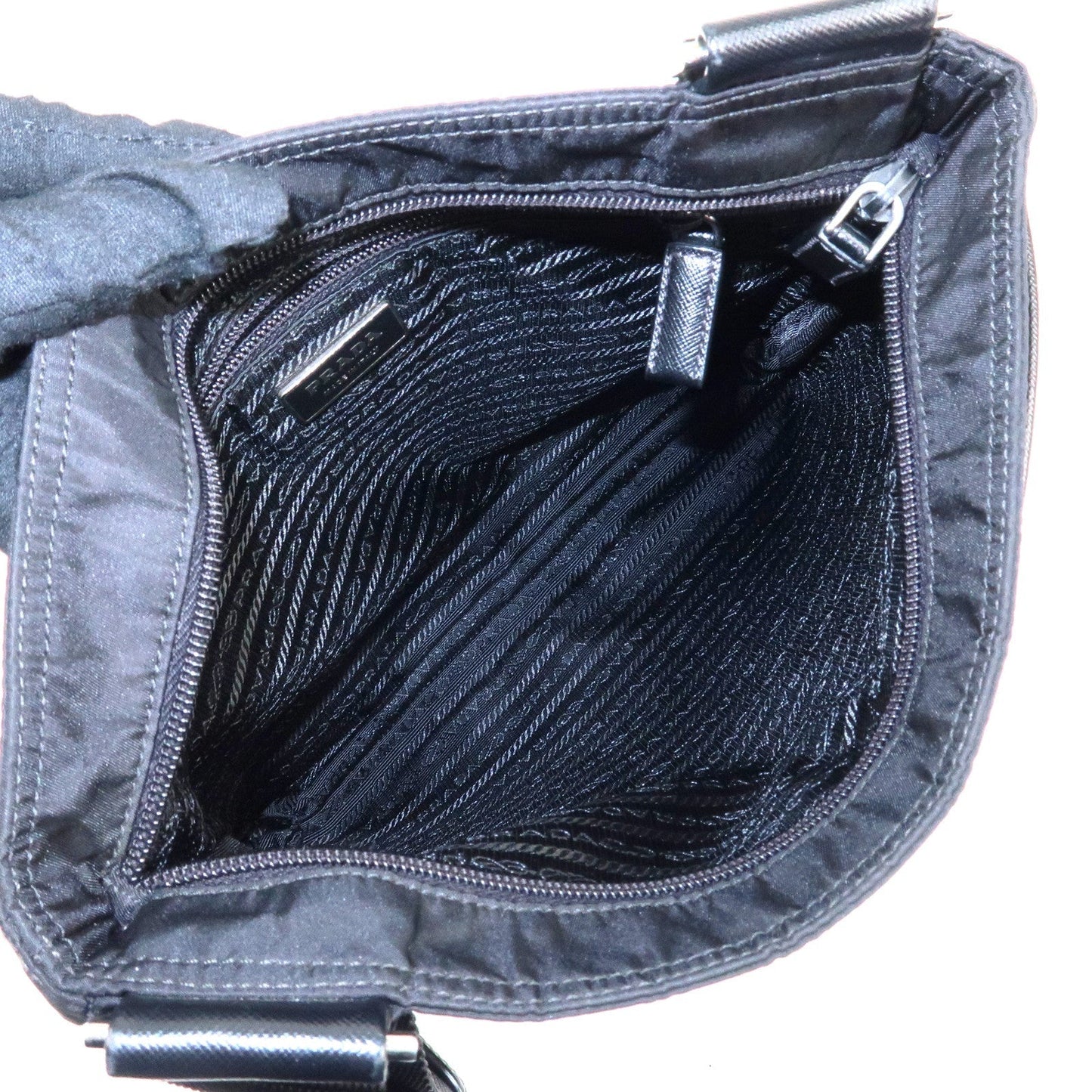 PRADA Logo Nylon Leather Shoulder Bag Crossbody Bag Black  d