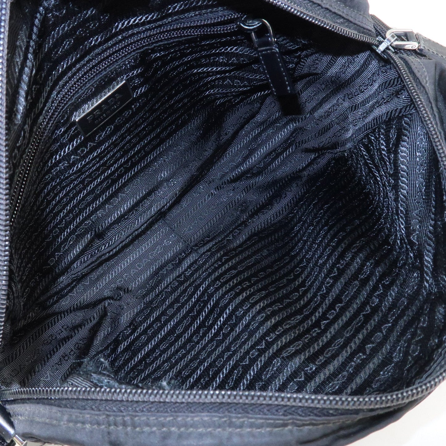 PRADA Logo Nylon Leather Shoulder Bag Crossbody Bag Black  d