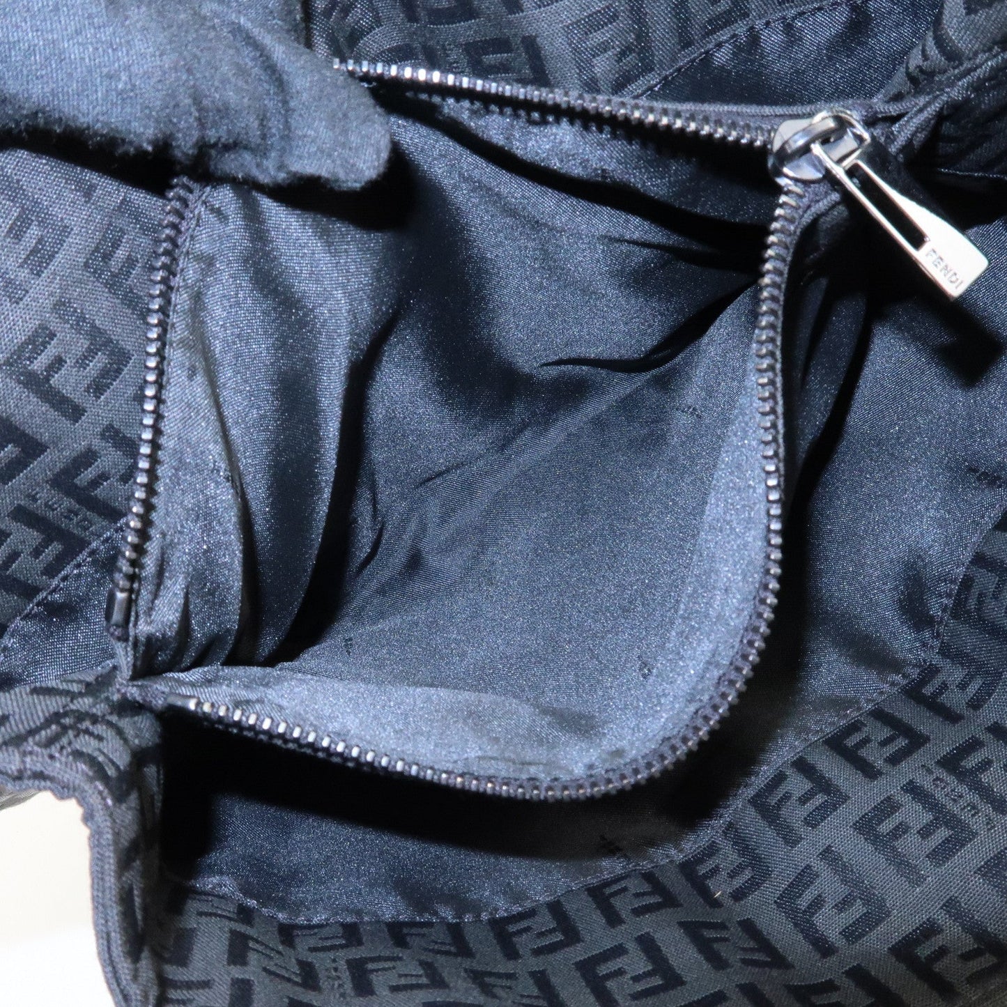 FENDI Zucchino Canvas Leather Tote Bag Hand Bag Black 8BH132  d