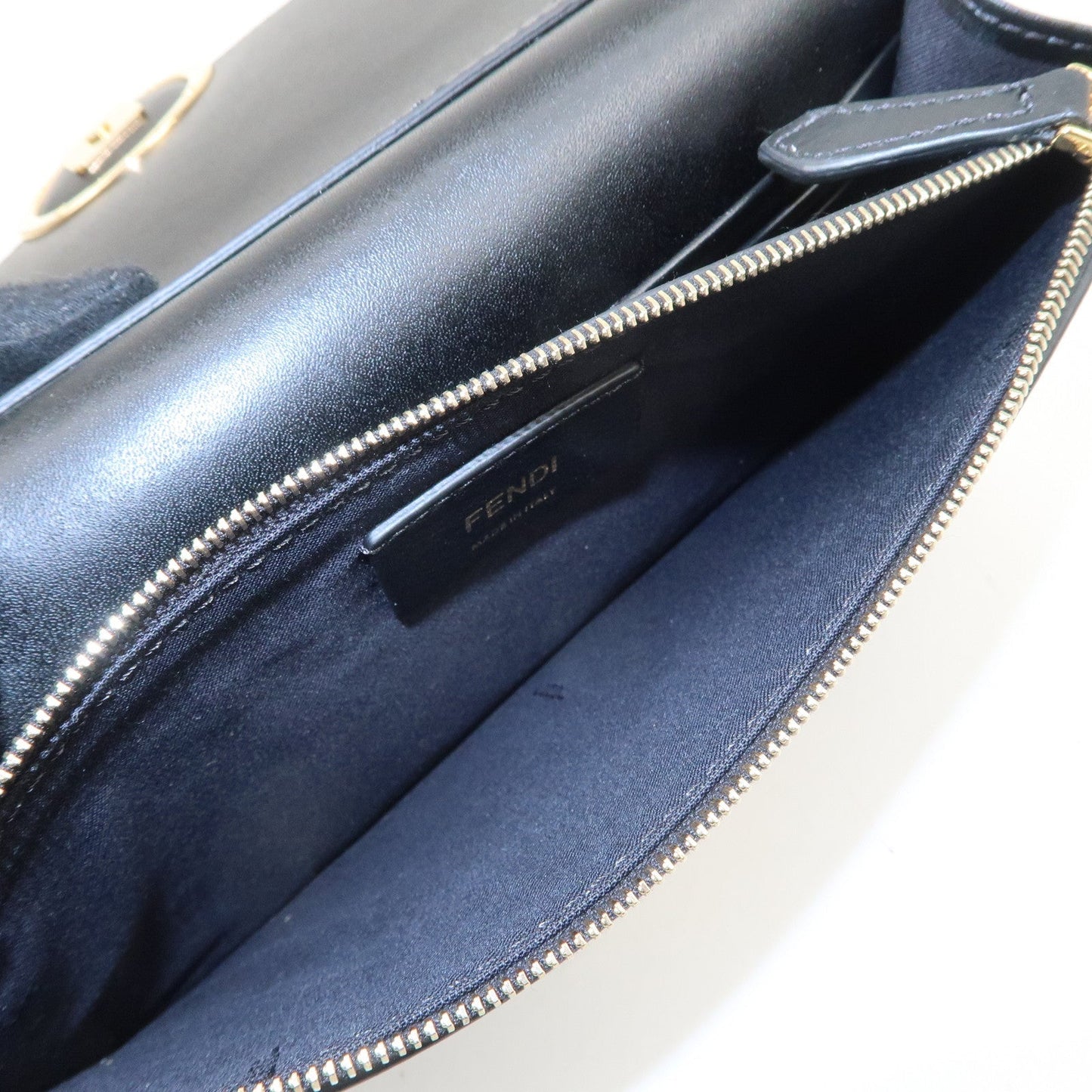 FENDI F is FENDI Leather Chain Wallet Clutch Bag Black 8BS006  d