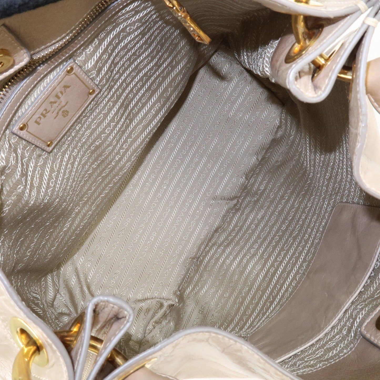 PRADA Leatehr Shoulder Bag Hand Bag Beige  d
