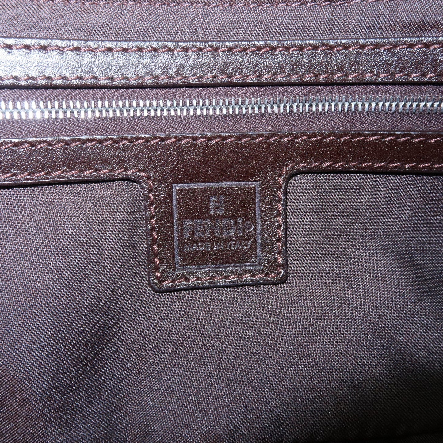 FENDI Mamma Baguette Zucca Canvas Shoulder Bag Brown Black 26424  d