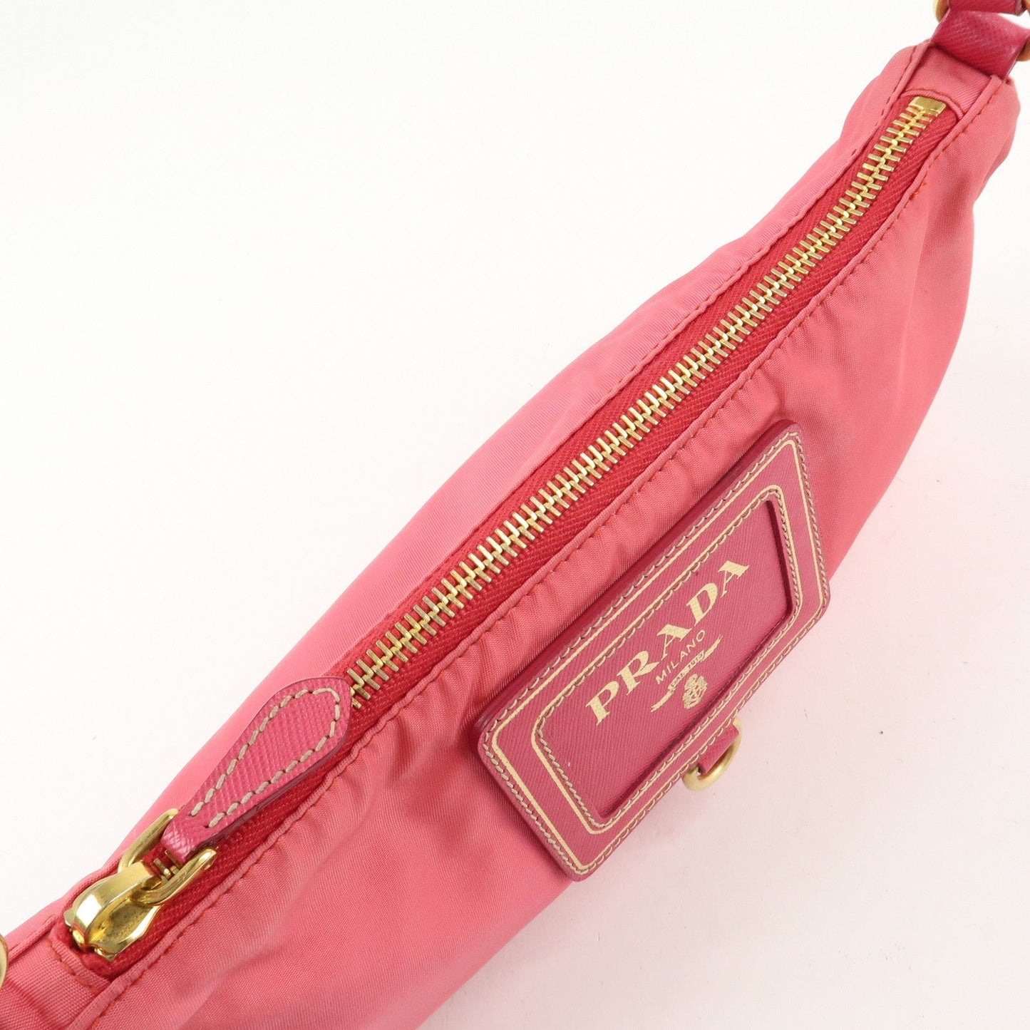 PRADA Nylon Saffiano Leather Shoulder Bag Hand Bag Pink  d