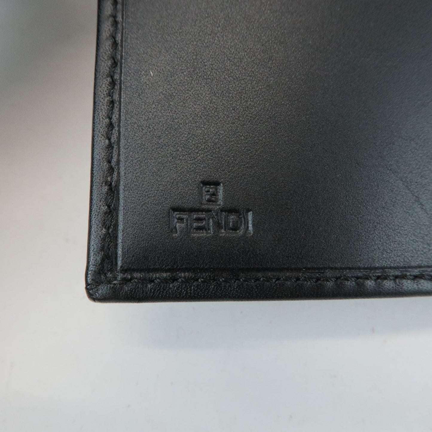 FENDI Zucchino Canvas Leather Double Hook Wallet Black 8M0035  d
