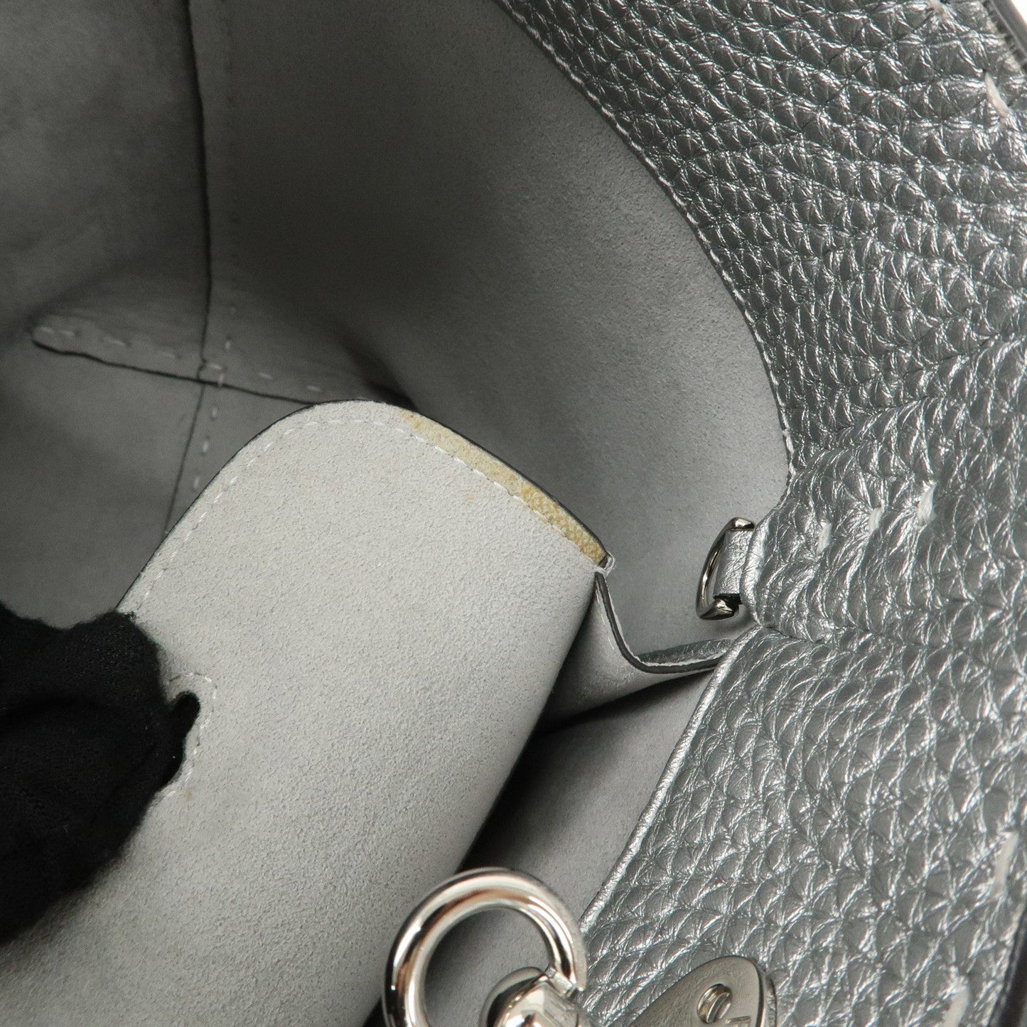 FENDI Selleria Leather Small Carla Tote Bag Silver 8BH257  d