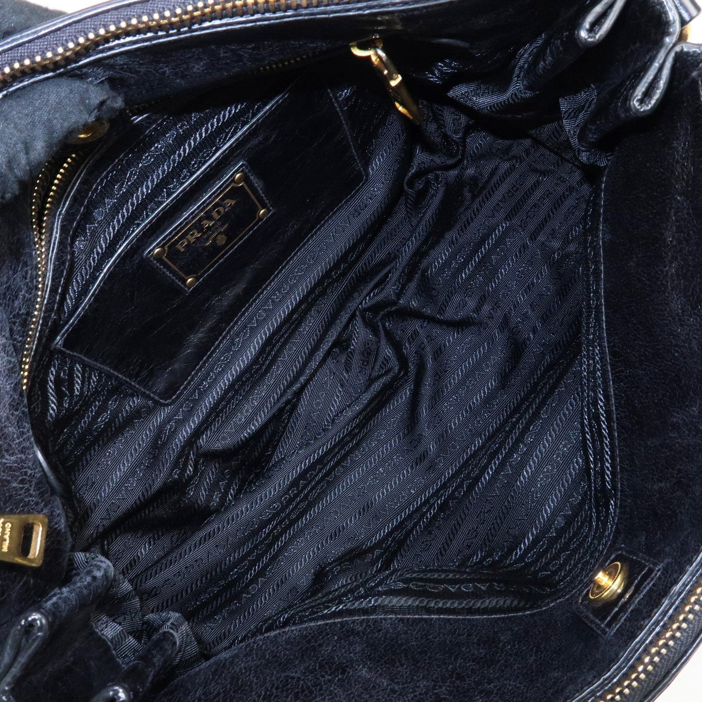 PRADA Leather 2Way Hand Bag Shoulder Bag Black BN2324  d