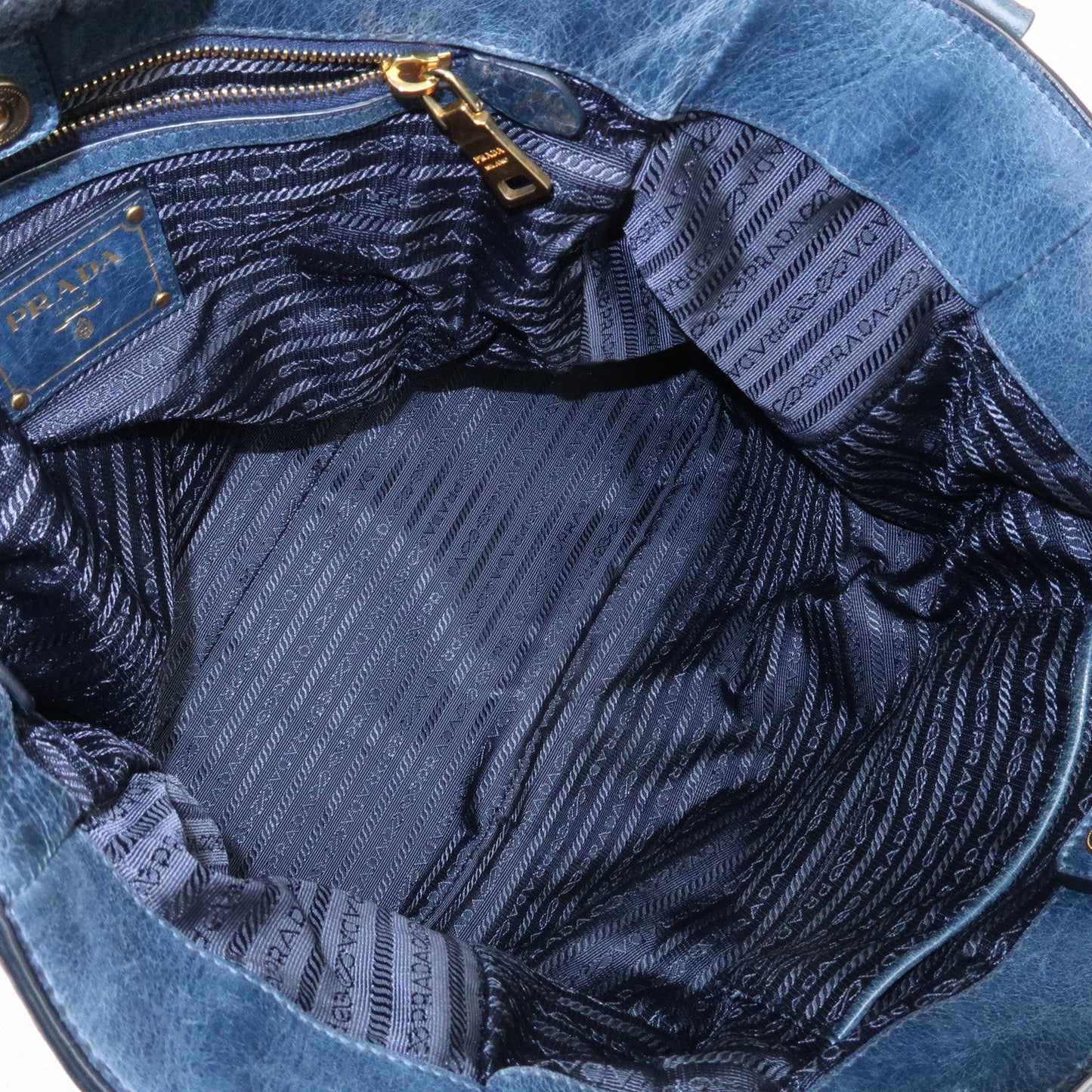 PRADA Leather 2Way Bag Hand Bag Shoulder Bag Blue BN2325  d