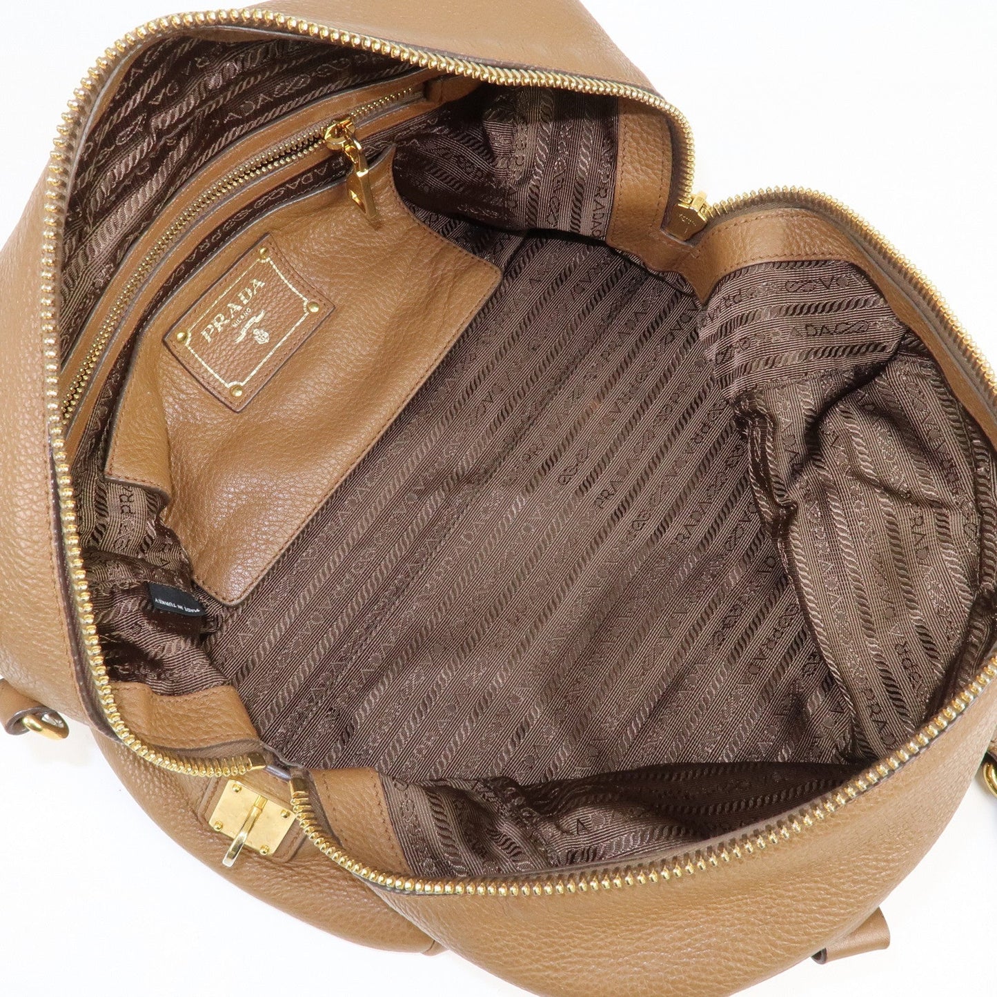 PRADA Leather 2Way Bag Hand Bag Shoulder Bag Brown 1BB091  d