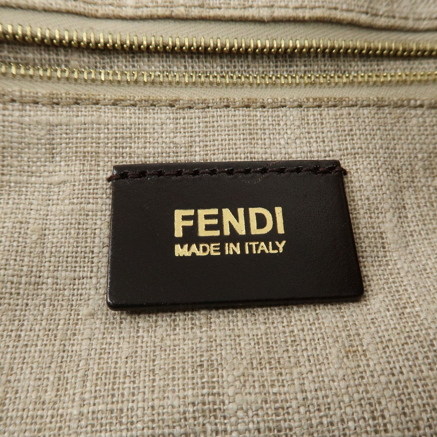 FENDI Pequin Canvas Leather Shoulder Bag Beige Black Brown 8BR653  d