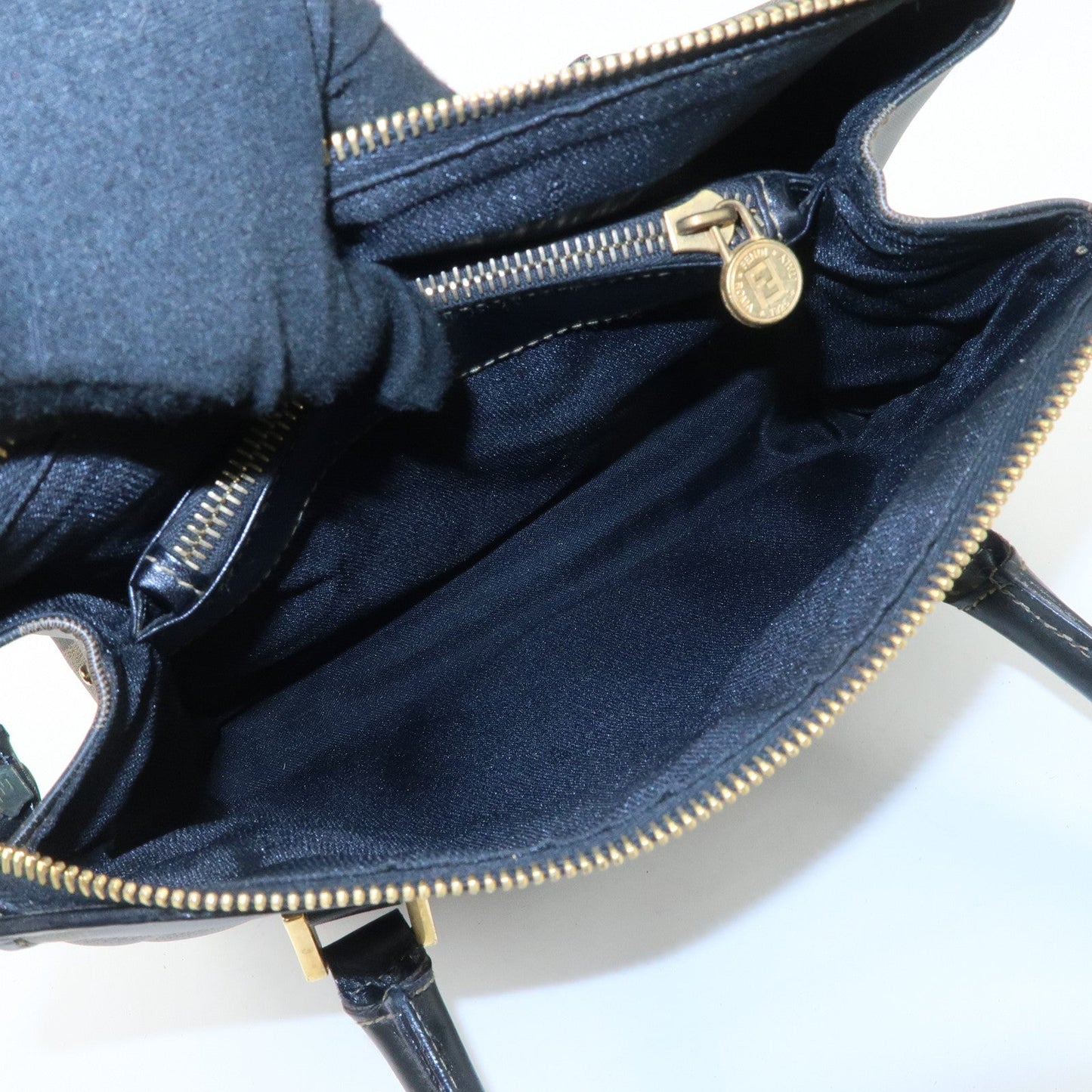 FENDI Pequin PVC Leather 2Way Bag Hand Bag Brown Black  d