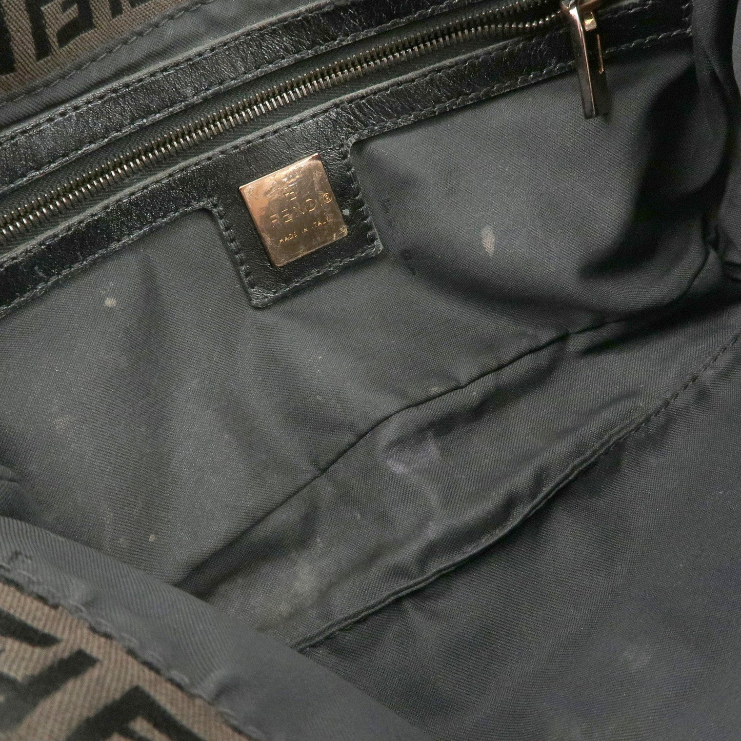 FENDI Mamma Baguette Canvas Shoulder Bag Brown Black 26424  d