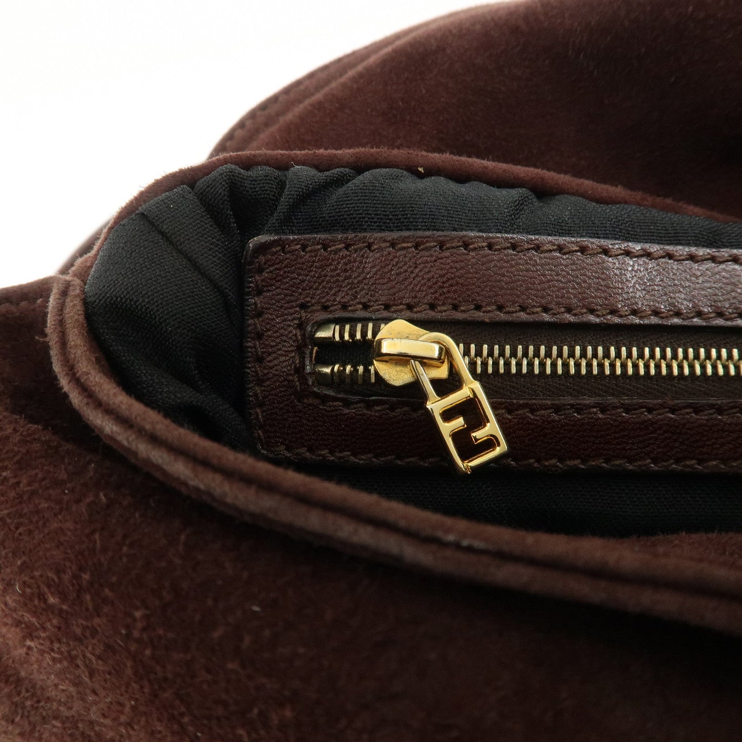 FENDI Suede Leather Shoulder Bag Hand Bag Brown 26426  d