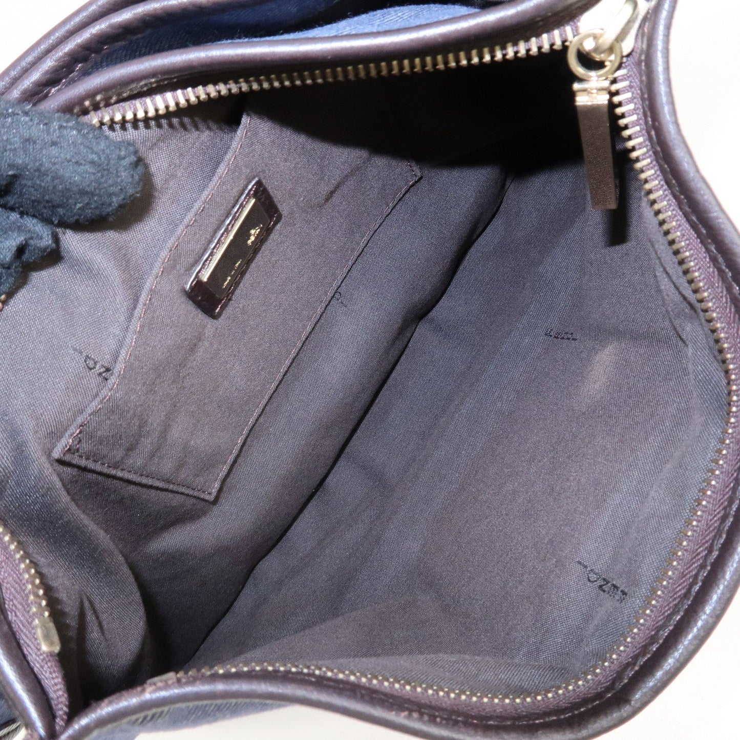 FENDI Zucca Denim Leather Shoulder Bag Cross Body Bag 8BT034  d