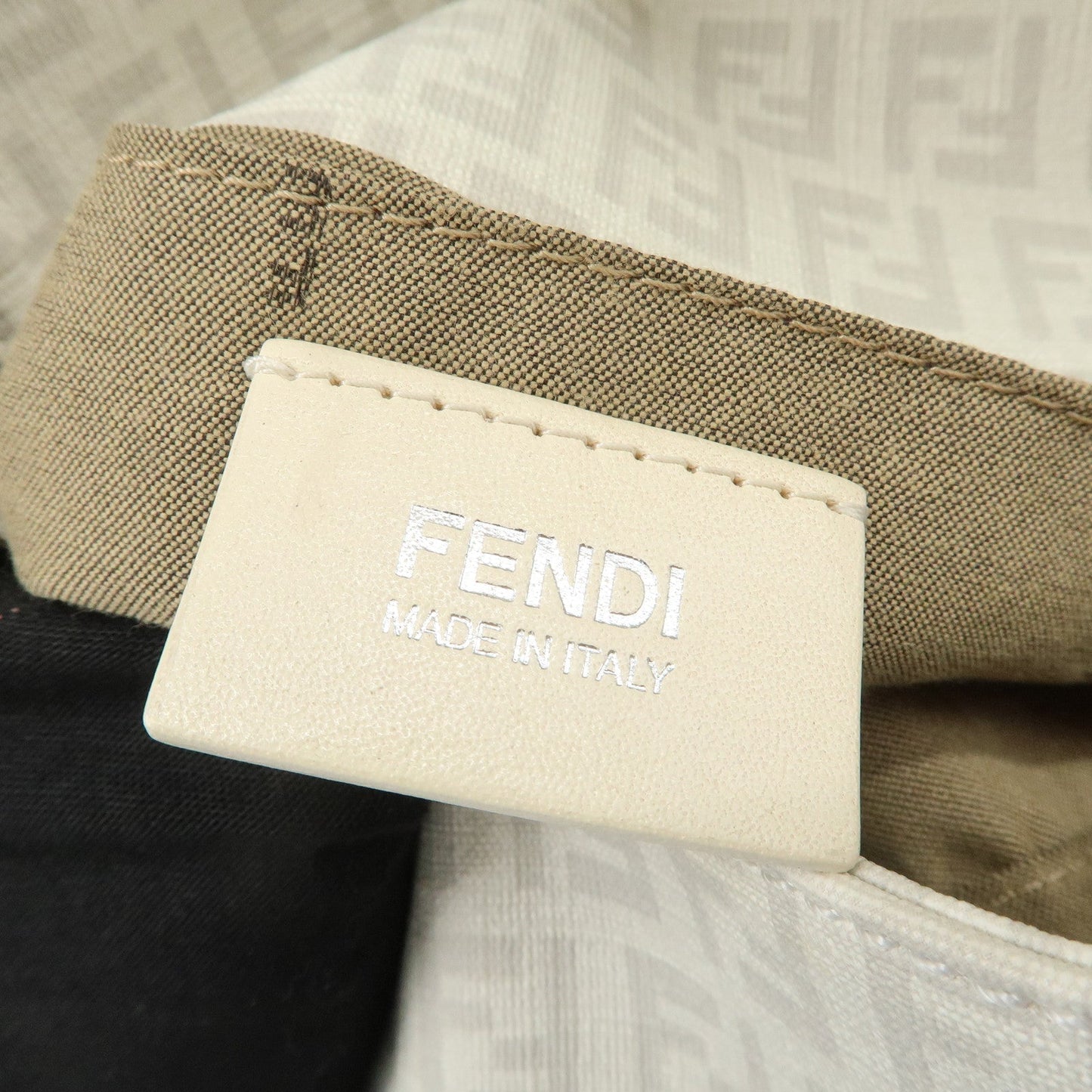 FENDI Mini Mamma Baguette Zucchino Canvas Leather Shoulder Bag  d