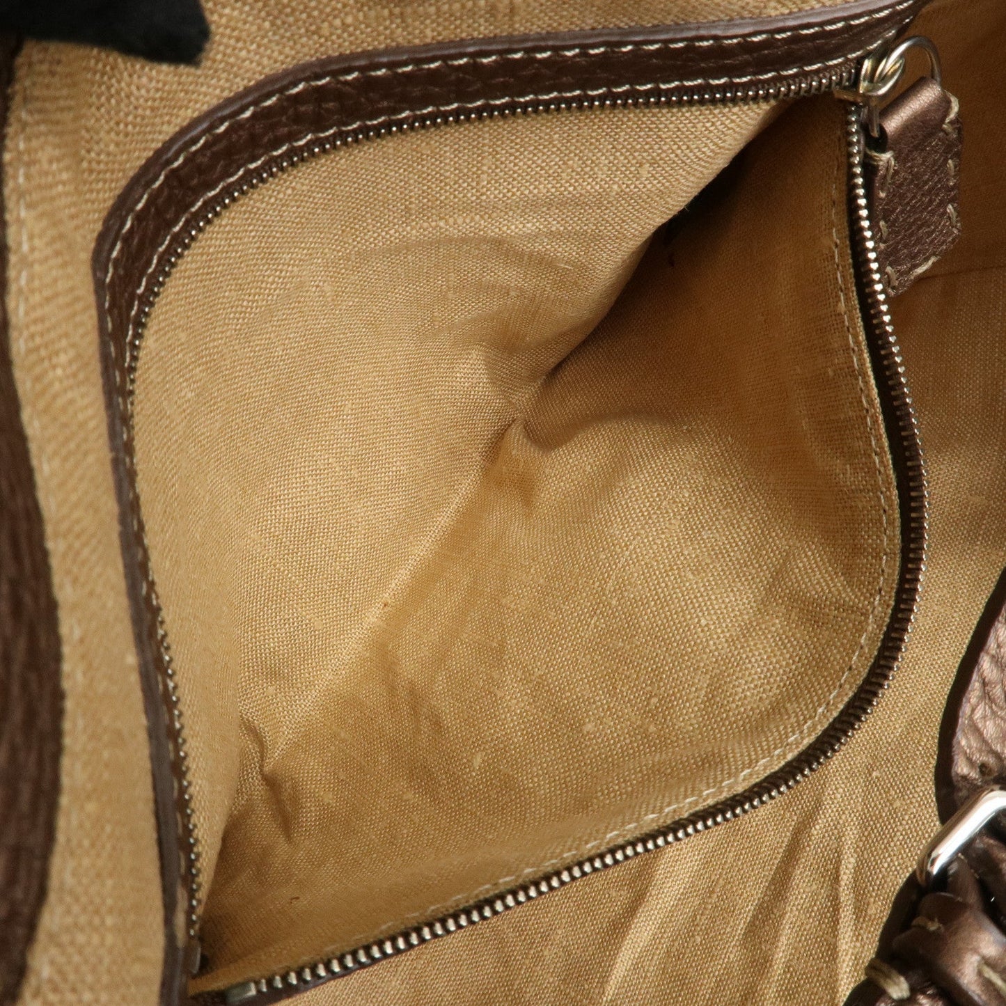 FENDI Selleria Leather Linda Hand Bag Brown 8BR547  d