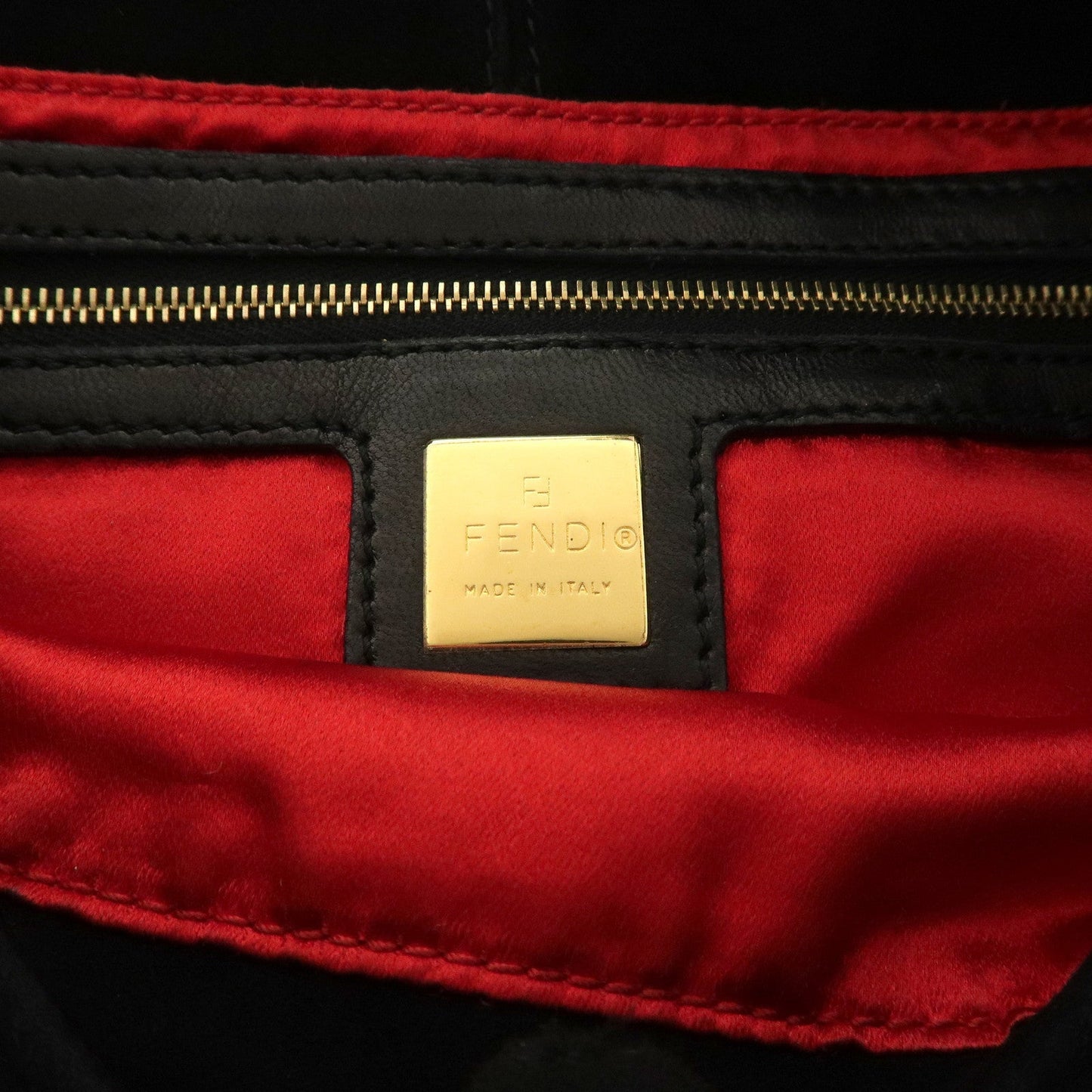 FENDI Mamma Bucket Suede Leather Shoulder Bag Black 26424  d