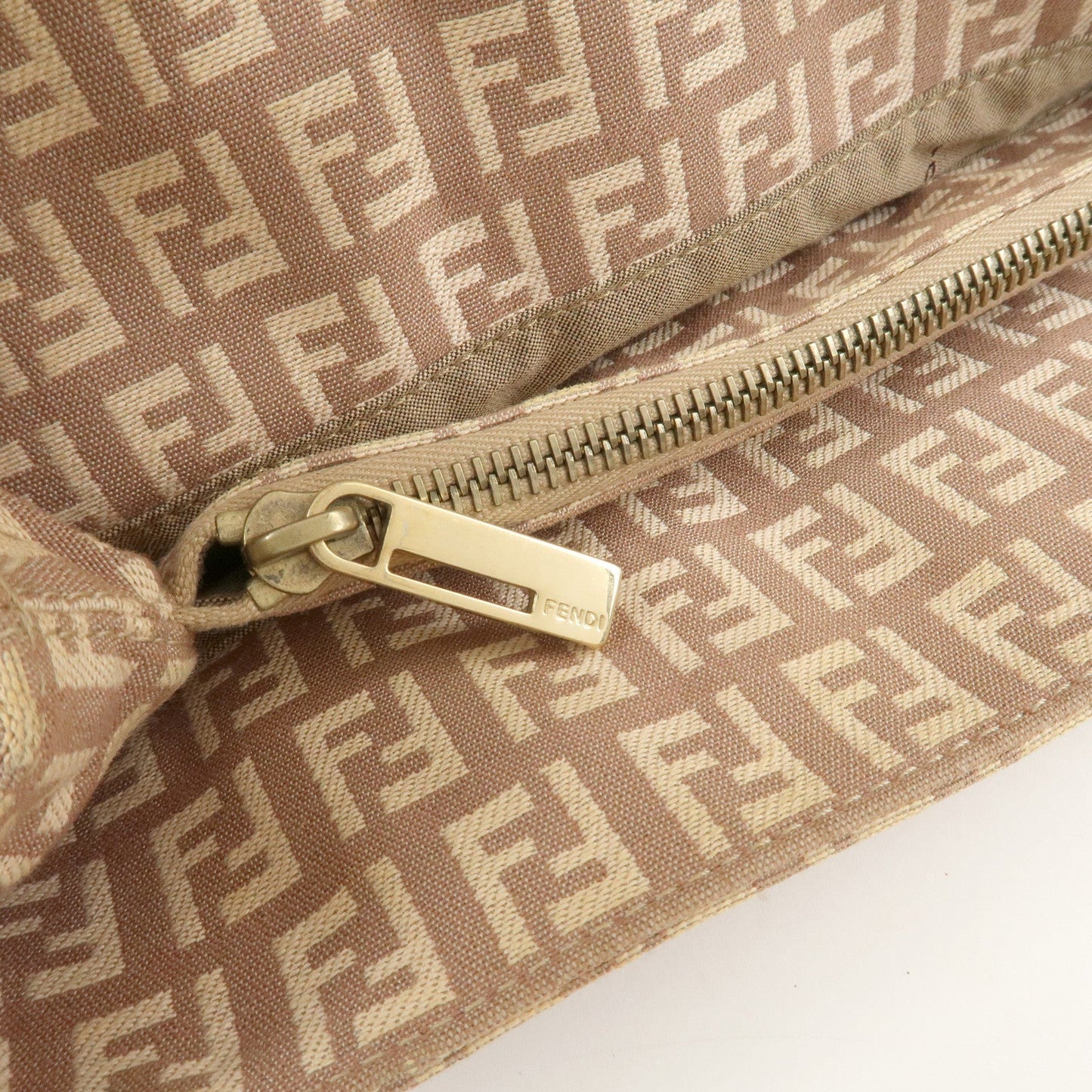 FENDI Zucchino Canvas Leather Tote Bag Pink Beige 8BH133  d
