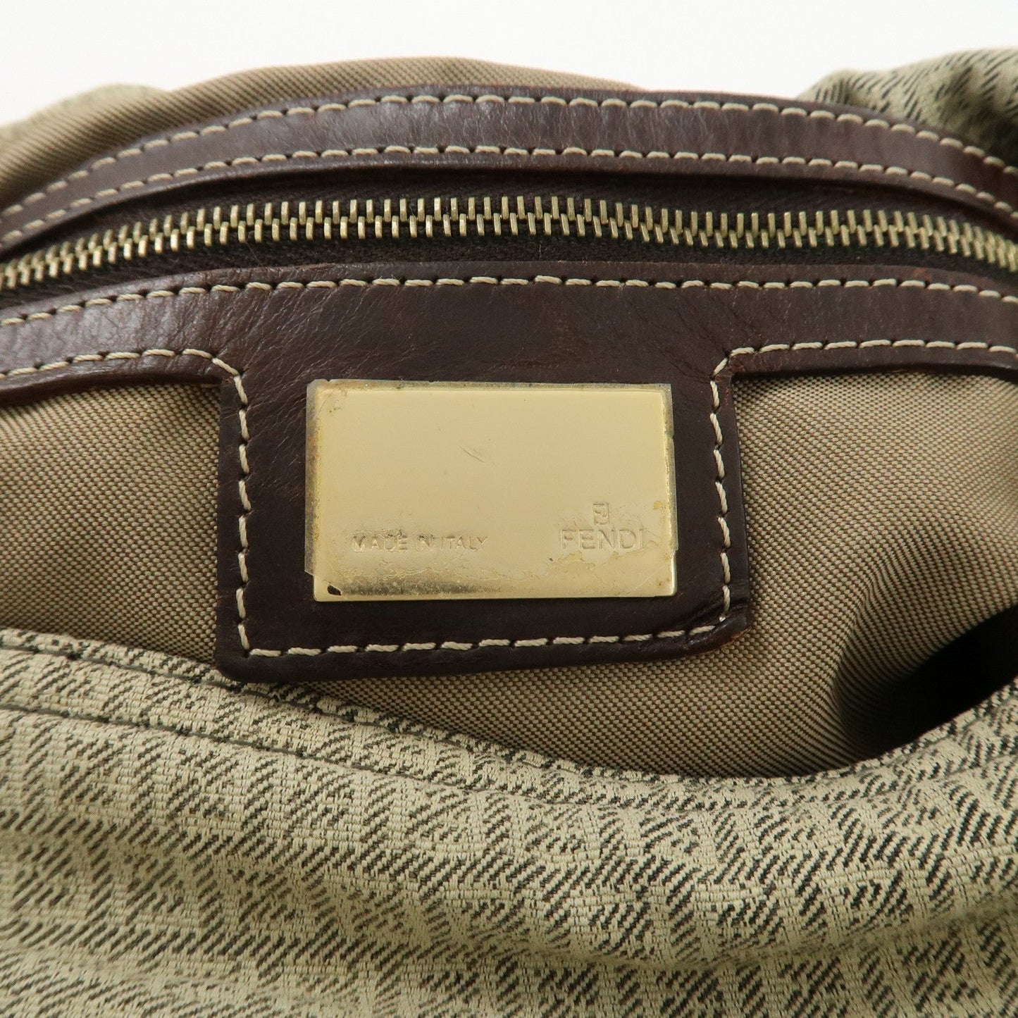 FENDI Mamma Baguette Micro FF Canvas Shoulder Bag Gray 8BR001  d