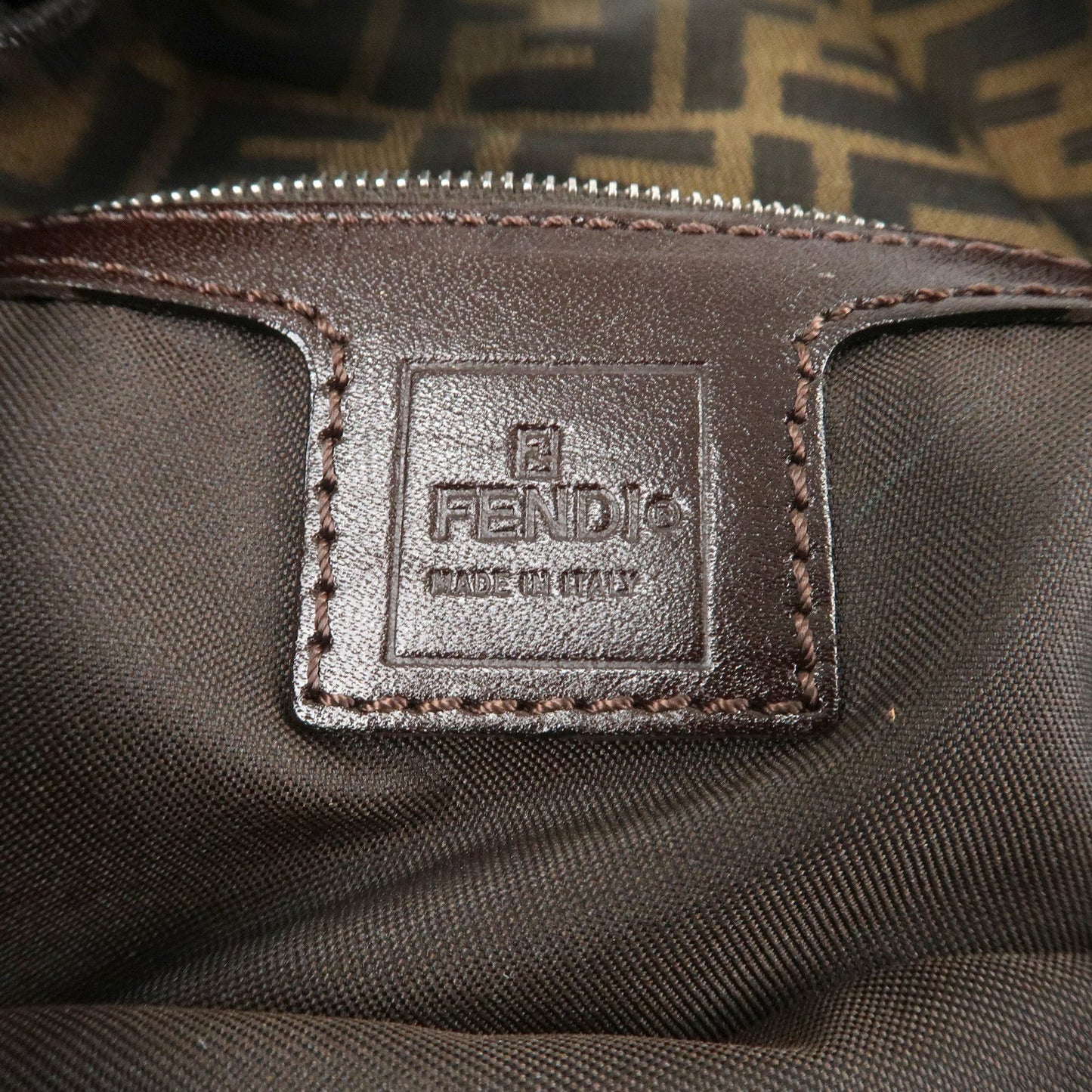 FENDI Mamma Baguette Zucca Canvas Shoulder Bag Brown Black 26424  d