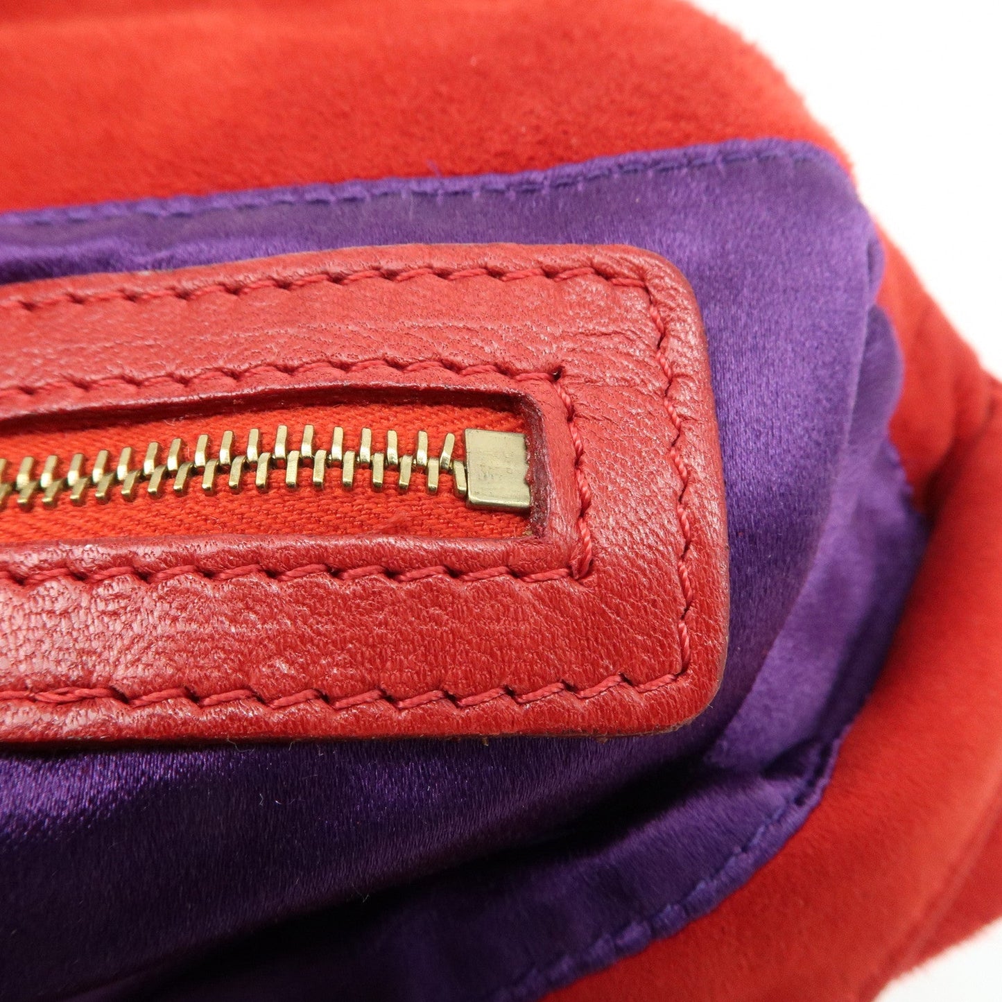 FENDI Mamma Baguette Suede Leather Shoulder Bag Red 26424  d