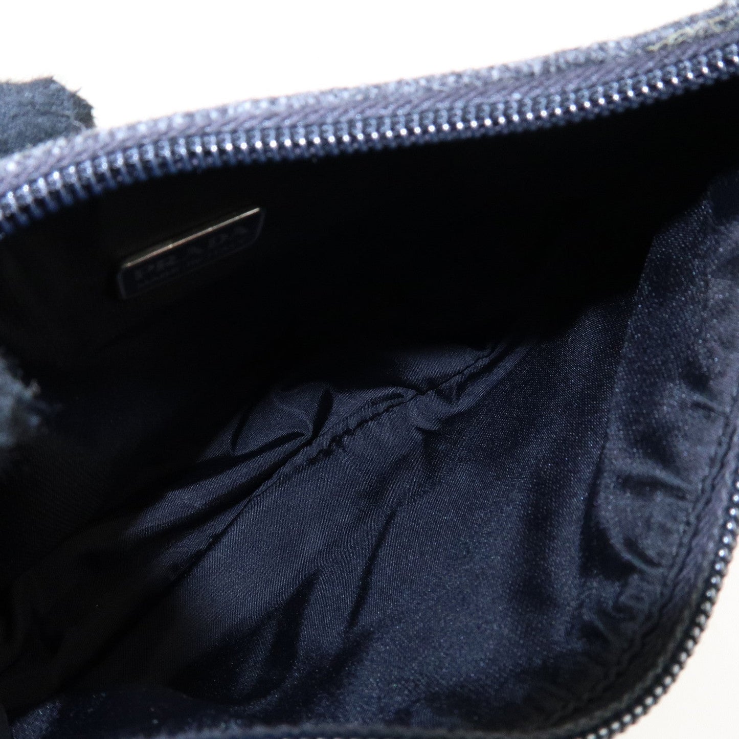 PRADA Felt Leather Shoulder Bag Hand Bag Gray Black  d