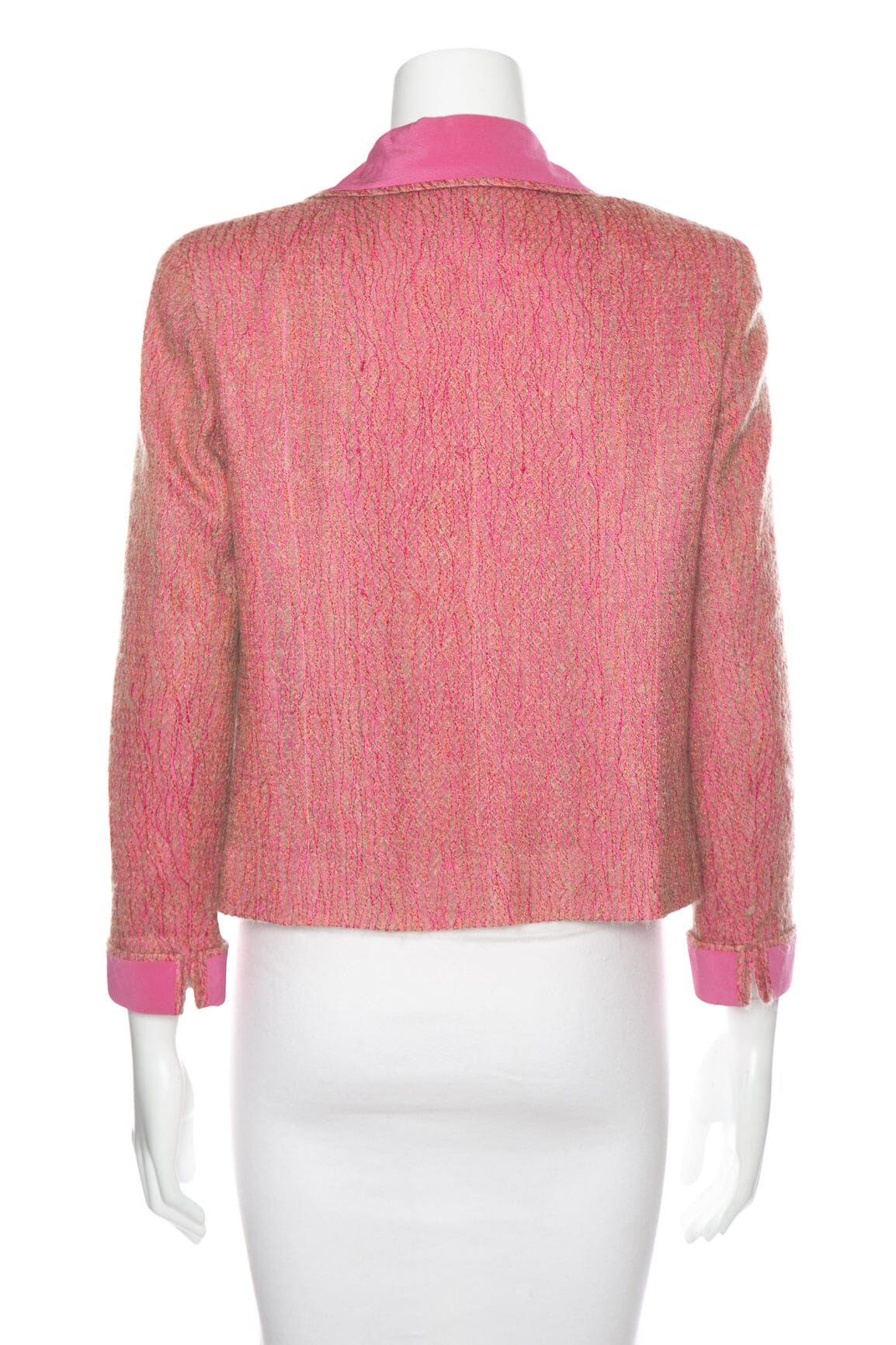 Chanel 2001 Cruise Collection Pink Silk Open Blazer SZ 42