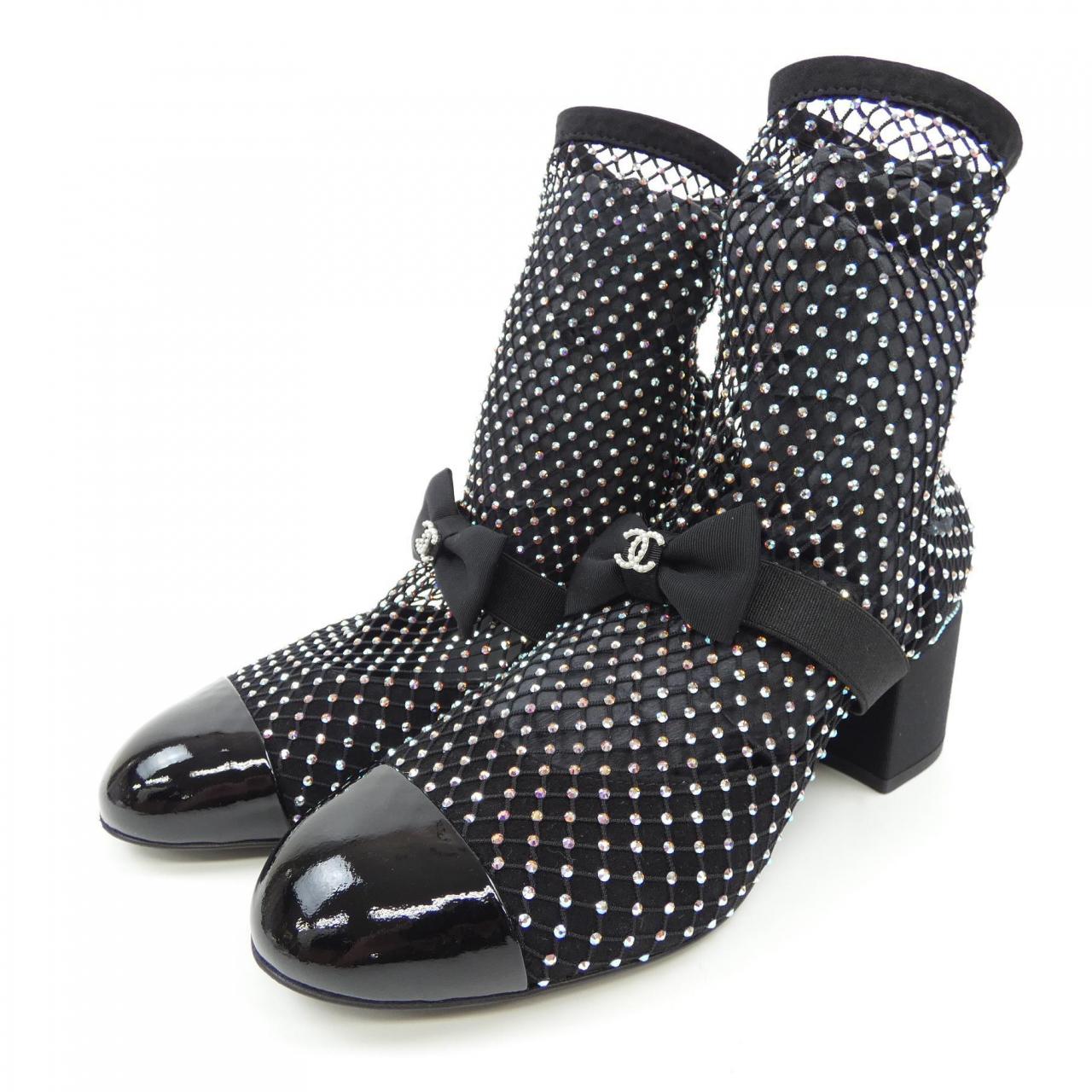 Chanel G40097Y56614 Mesh & Strass/Suede Kidskin & Patent Boots