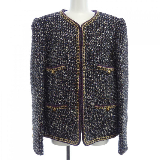 Chanel METIERS D'ART LOOK14 Glitter Tweed Collarless Jacket