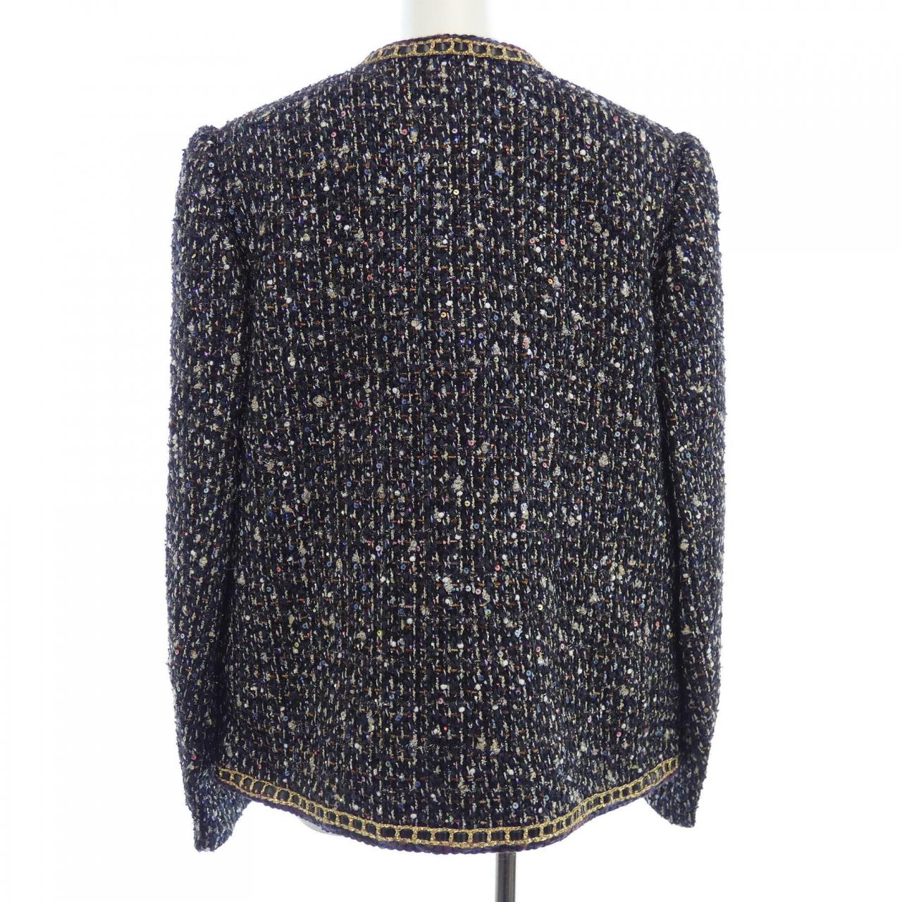 Chanel METIERS D'ART LOOK14 Glitter Tweed Collarless Jacket