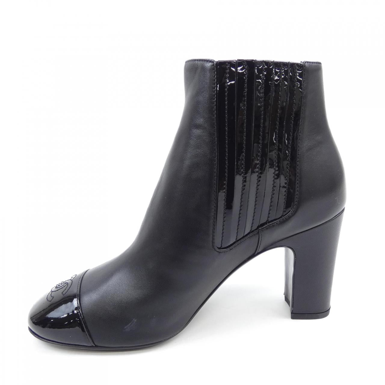 Chanel G39391Y56252 Lambskin Patent Calfskin Ankle Boots
