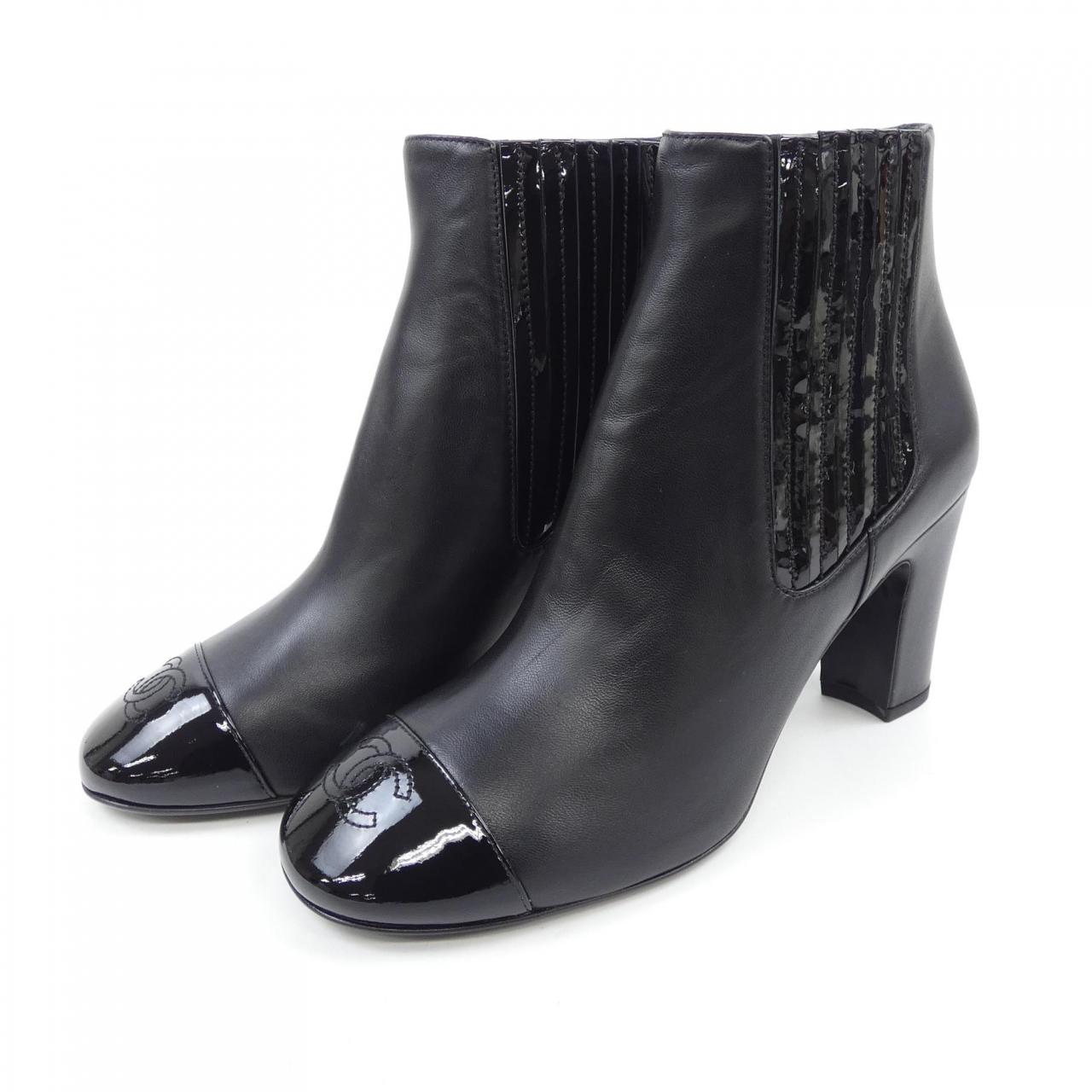 Chanel G39391Y56252 Lambskin Patent Calfskin Ankle Boots
