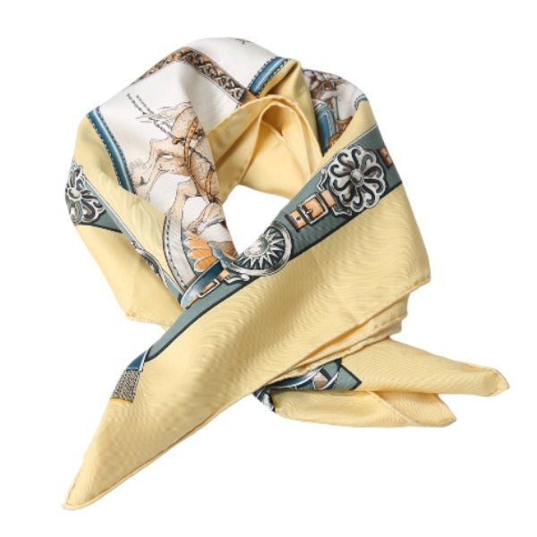HERMES scarf silk yellow Draft Carre90 100% silk Women  d