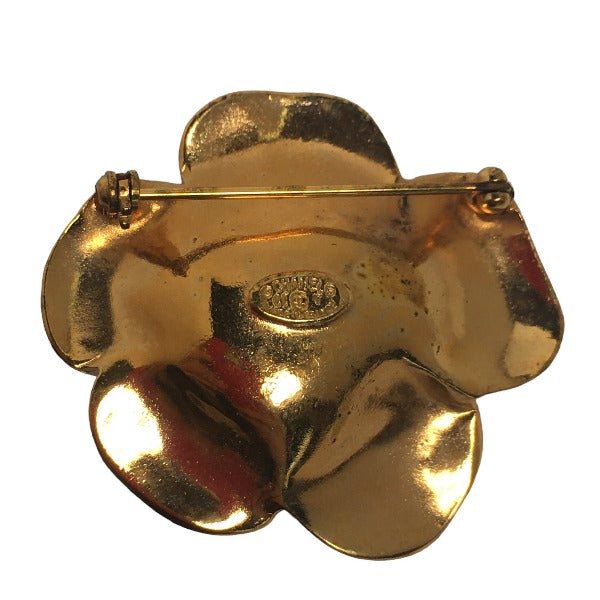 CHANEL Brooch metal Champagne Gold corsage CC logo camellia OOT Women  d