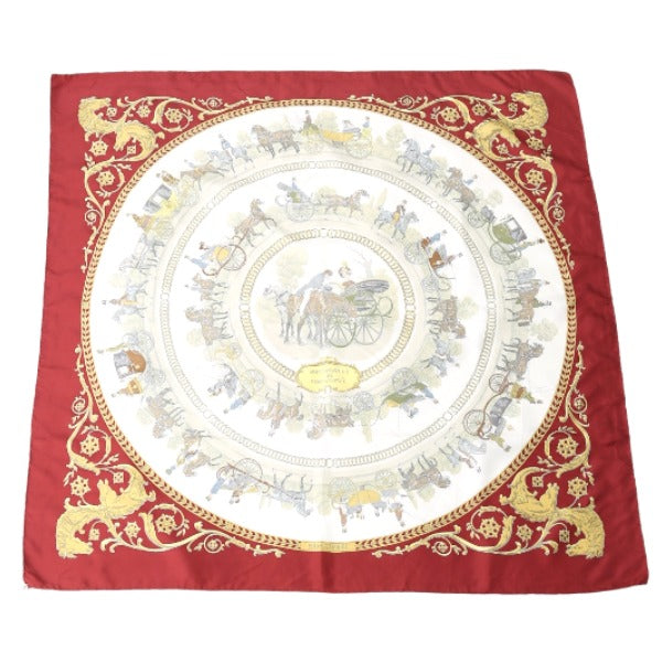 HERMES scarf silk Red Carre90 100% silk Women  d