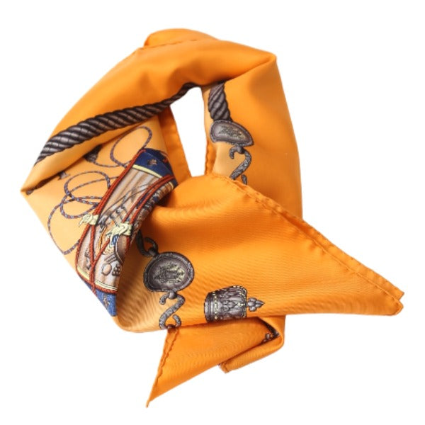 HERMES scarf silk Orange scarf Carre90 100% silk Women  d