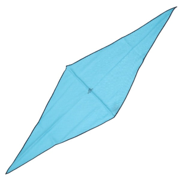 HERMES scarf Silk, Cashmere blue scarf Cashmere x silk Rhombus unisex(Unisex)  d