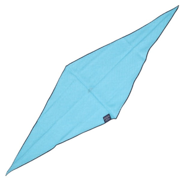 HERMES scarf Silk, Cashmere blue scarf Cashmere x silk Rhombus unisex(Unisex)  d