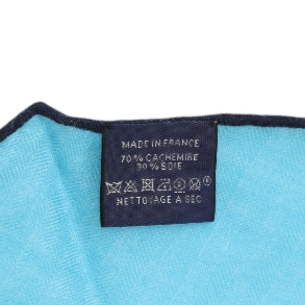 HERMES scarf Silk, Cashmere blue scarf Cashmere x silk Rhombus unisex(Unisex)  d