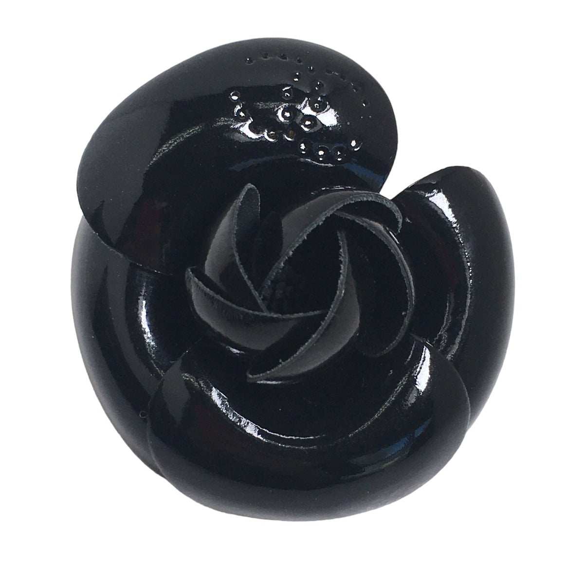 CHANEL Brooch Patent, part: leather black Camelia With Box corsage Women  d